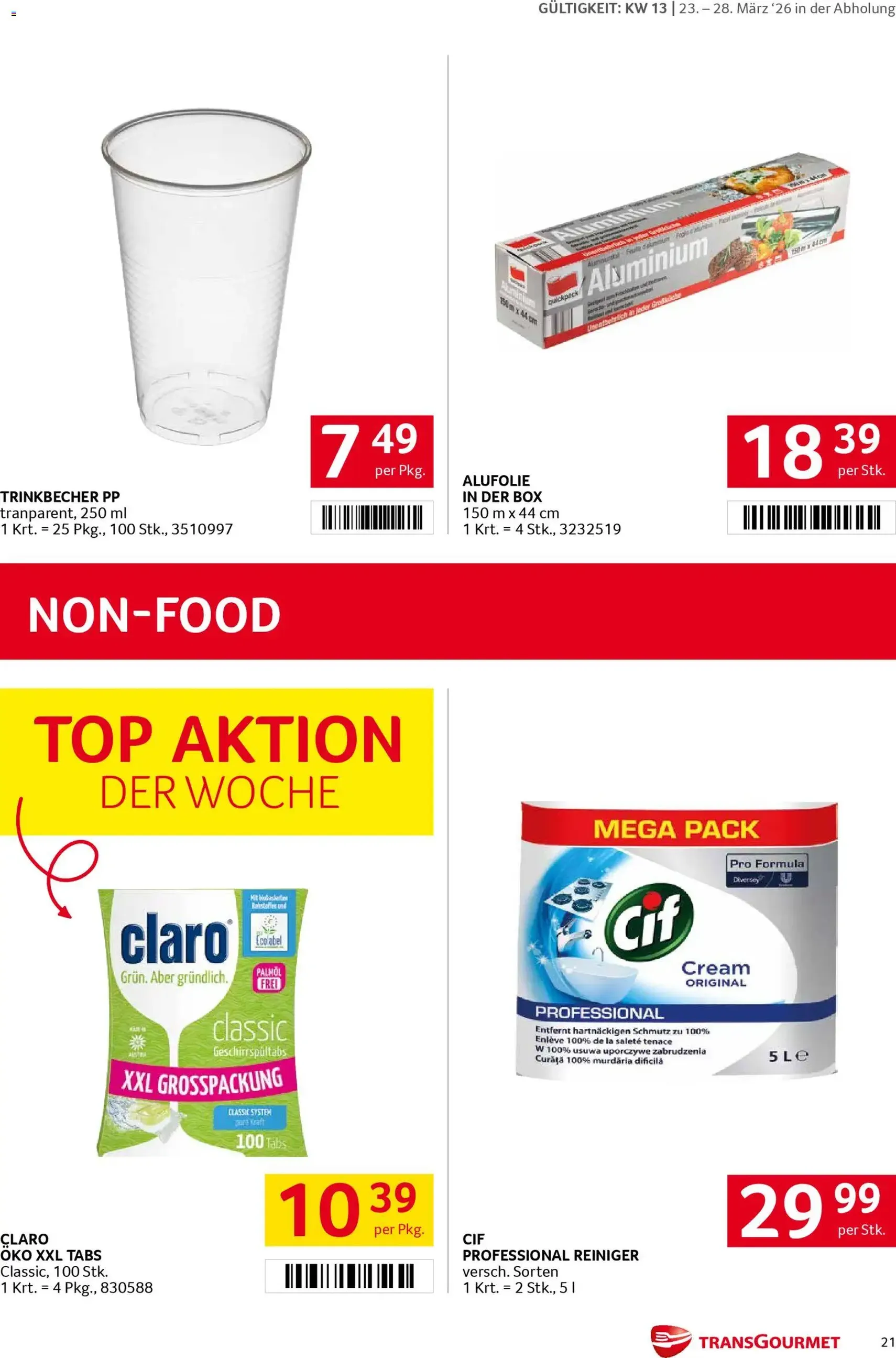 Transgourmet Flugblatt - Gültiger Prospekt ab 23.03.2026, Seite 21 von insgesamt 32