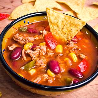Recipe preview Mexican soup with meat and tacos