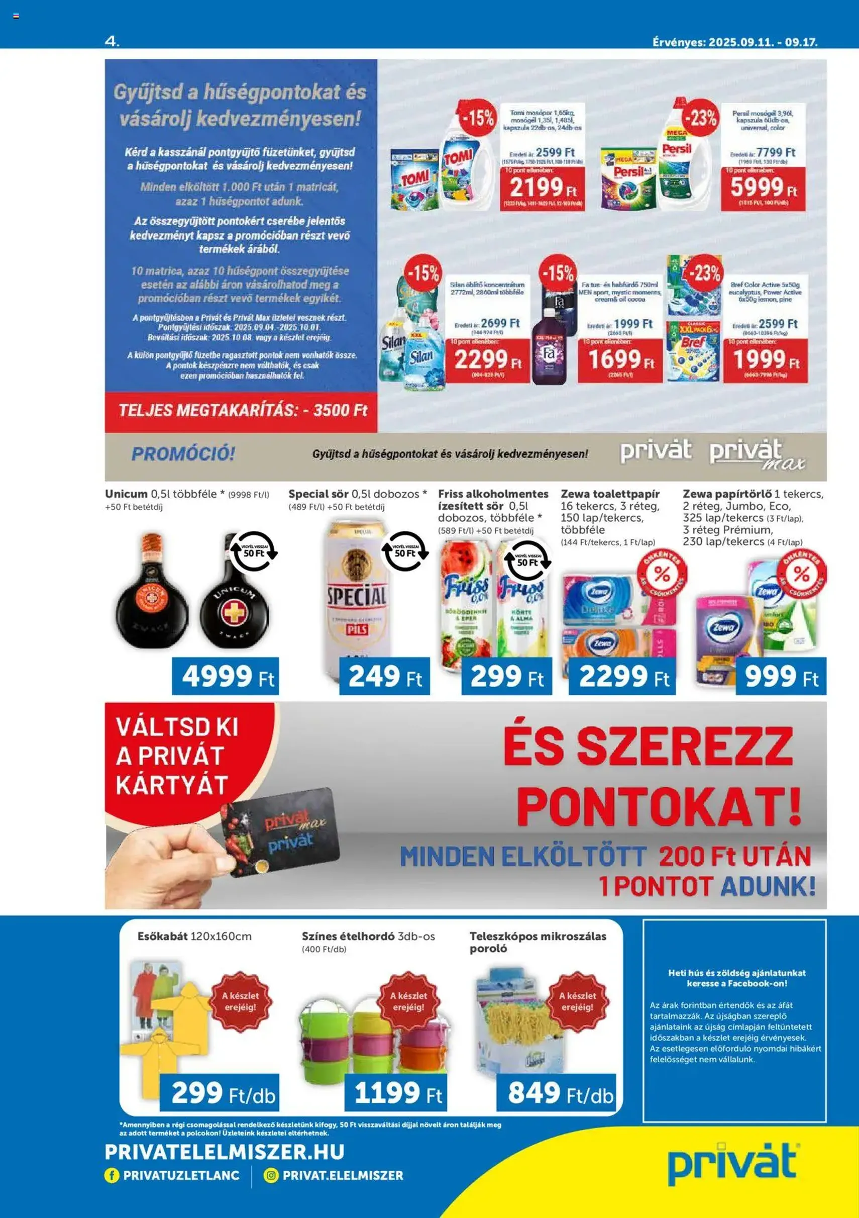 PRIVÁT Akciós újság - 2025.09.11. érvényes szórólap 4 oldal 4 oldalból