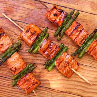 Recipe preview Salmon and Asparagus Kebabs