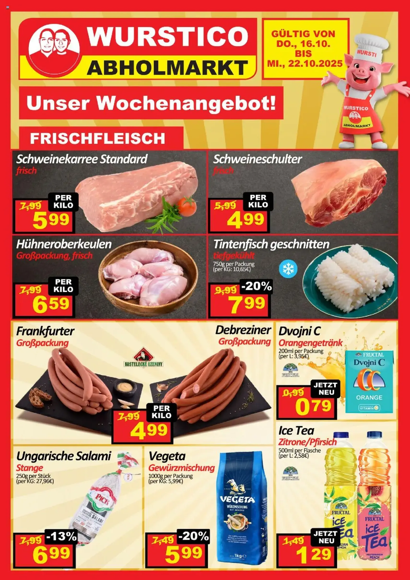 Wurstico Abholmarkt Flugblatt - Gültiger Prospekt ab 16.10.2025, Seite 1 von insgesamt 4