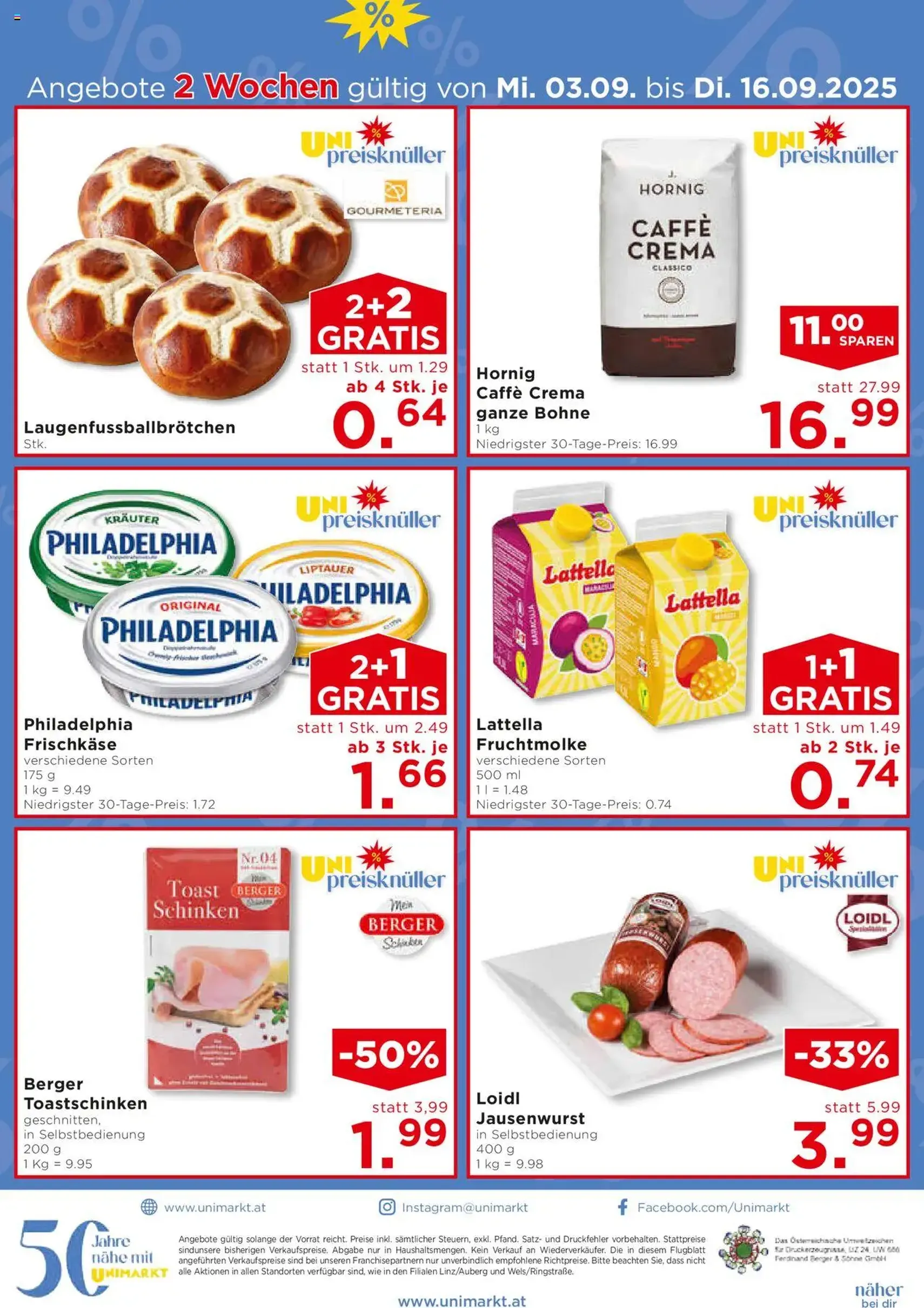 Unimarkt Flugblatt - Gültiger Prospekt ab 03.09.2025, Seite 16 von insgesamt 16 Unimarkt Flugblatt - Gültiger Prospekt ab 03.09.2025, Seite 16 von insgesamt 16