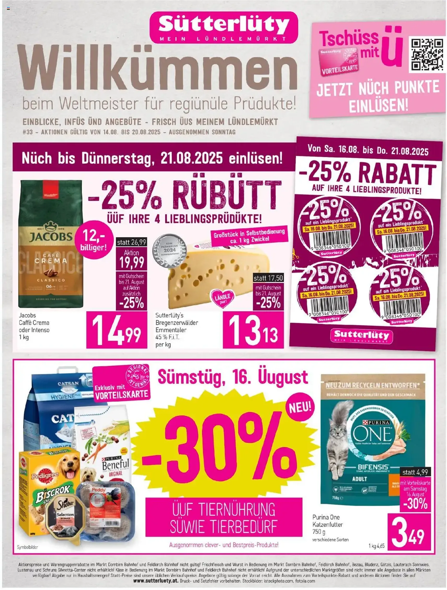 Sutterlüty Flugblatt - Gültiger Prospekt ab 14.08.2025, Seite 1 von insgesamt 20 Sutterlüty Flugblatt - Gültiger Prospekt ab 14.08.2025, Seite 1 von insgesamt 20