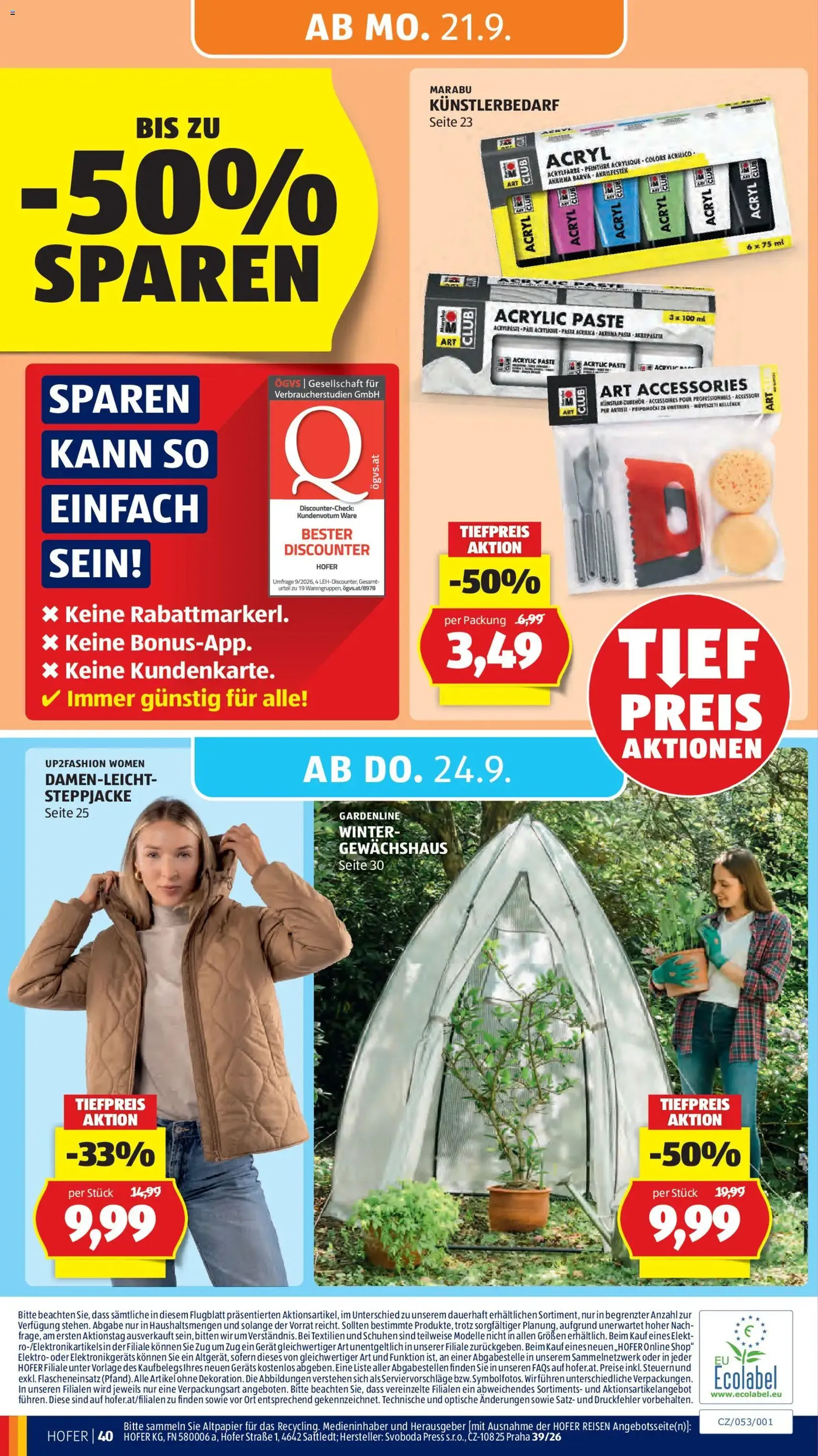 Hofer Flugblatt - Gültiger Prospekt ab 18.09.2026, Seite 46 von insgesamt 48