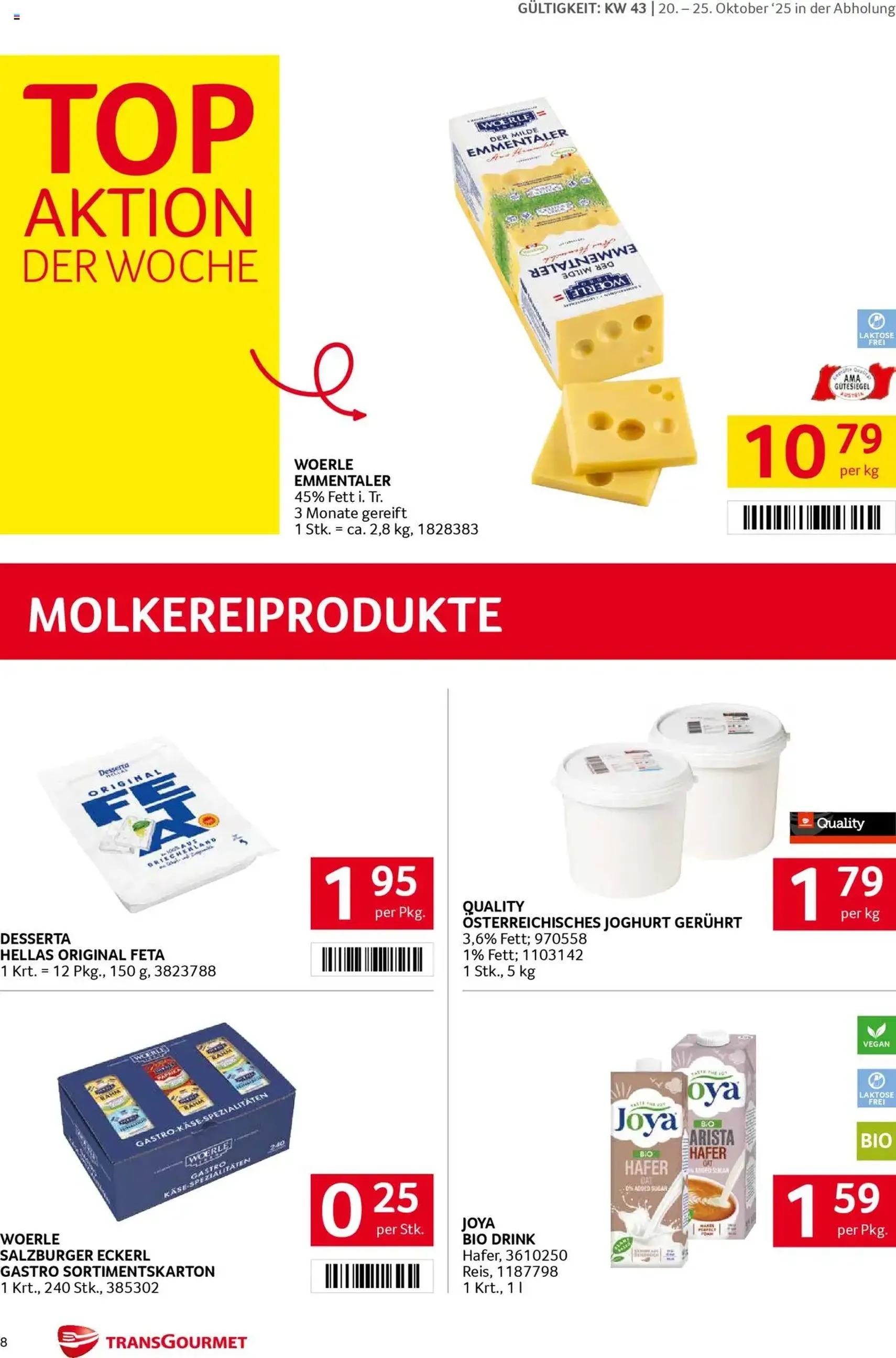 Transgourmet Flugblatt - Gültiger Prospekt ab 20.10.2025, Seite 8 von insgesamt 28 Transgourmet Flugblatt - Gültiger Prospekt ab 20.10.2025, Seite 8 von insgesamt 28