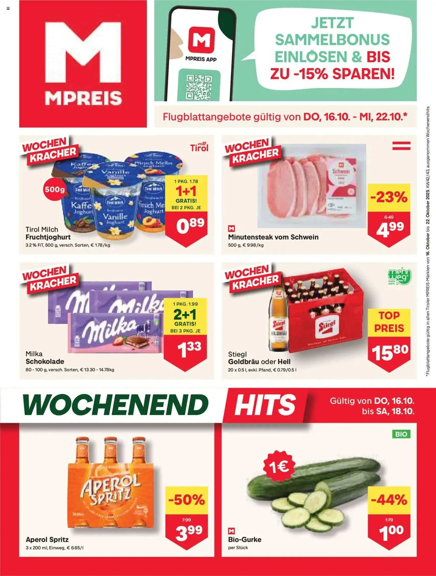 MPREIS Flugblatt - Gültiger Prospekt ab 16.10.2025, Seite 1 von insgesamt 12