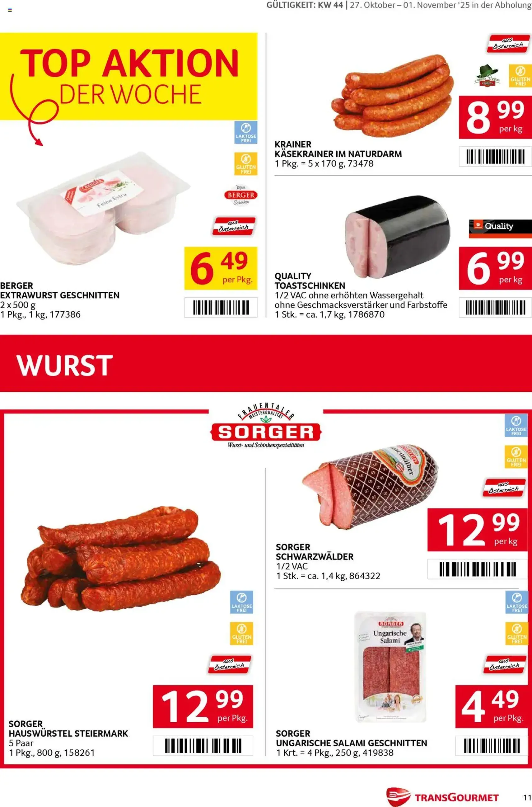 Transgourmet Flugblatt - Gültiger Prospekt ab 26.10.2025, Seite 11 von insgesamt 32 Transgourmet Flugblatt - Gültiger Prospekt ab 26.10.2025, Seite 11 von insgesamt 32