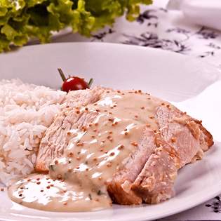 Recipe preview Pork meat with mustard prepared naturally