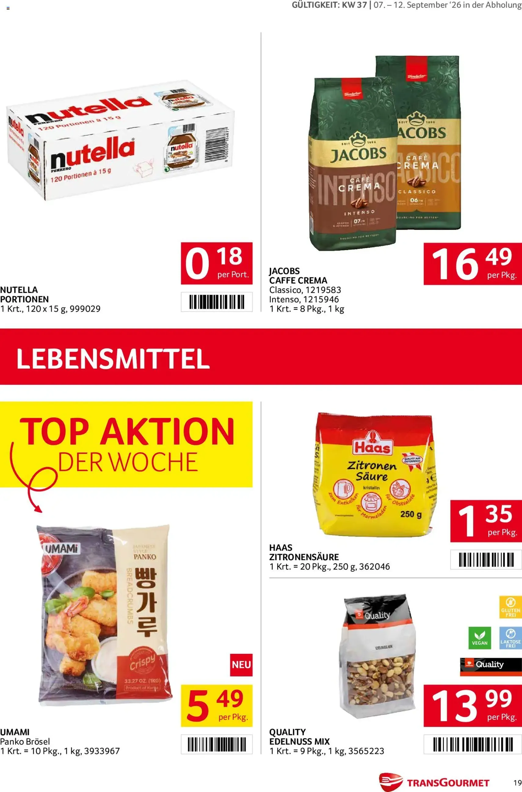 Transgourmet Flugblatt - Gültiger Prospekt ab 07.09.2026, Seite 19 von insgesamt 32