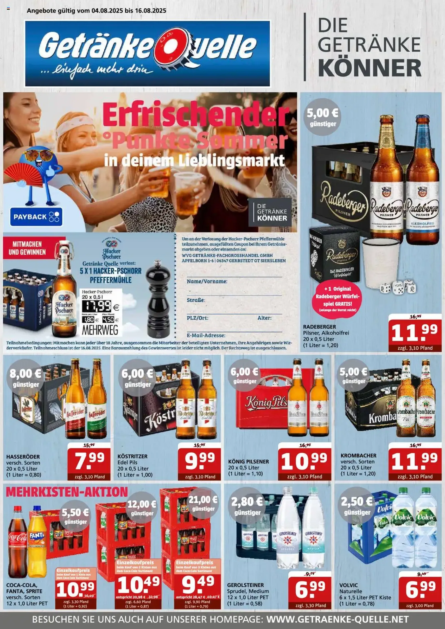 Getränke Quelle Prospekt - Gültiger Prospekt ab 04.08.2025, Seite 1 von insgesamt 6