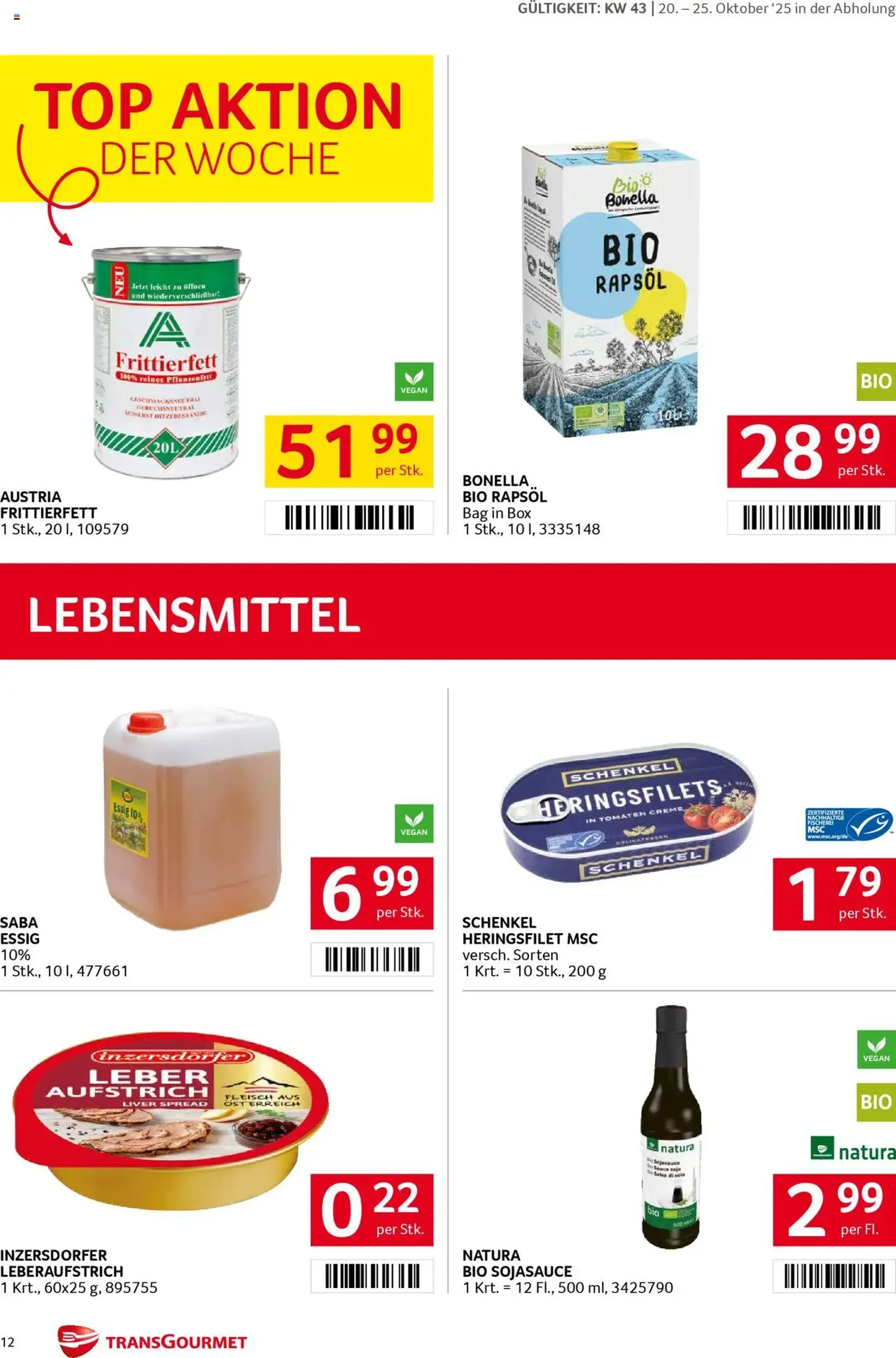 Transgourmet Flugblatt - Gültiger Prospekt ab 20.10.2025, Seite 12 von insgesamt 28 Transgourmet Flugblatt - Gültiger Prospekt ab 20.10.2025, Seite 12 von insgesamt 28