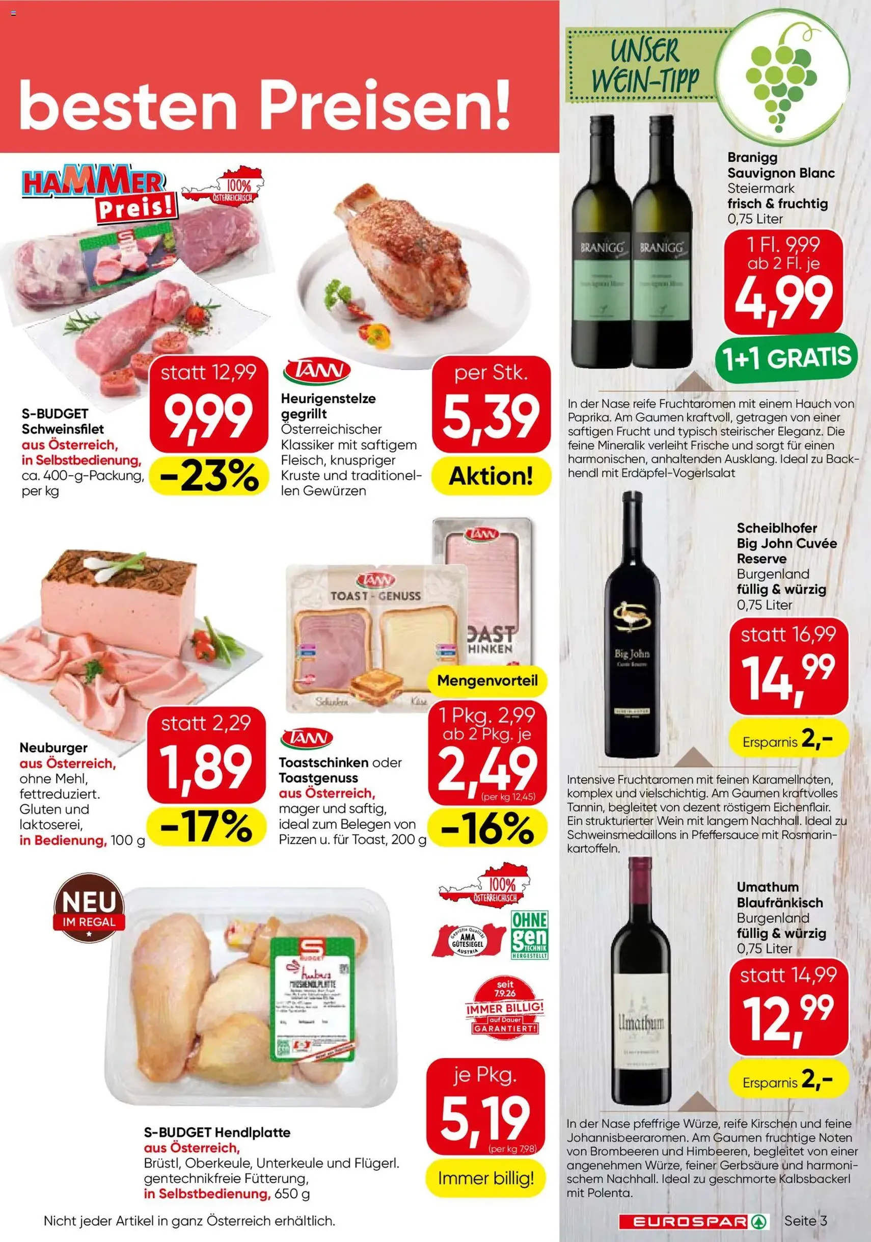 Eurospar Flugblatt - Gültiger Prospekt ab 22.10.2026, Seite 3 von insgesamt 16
