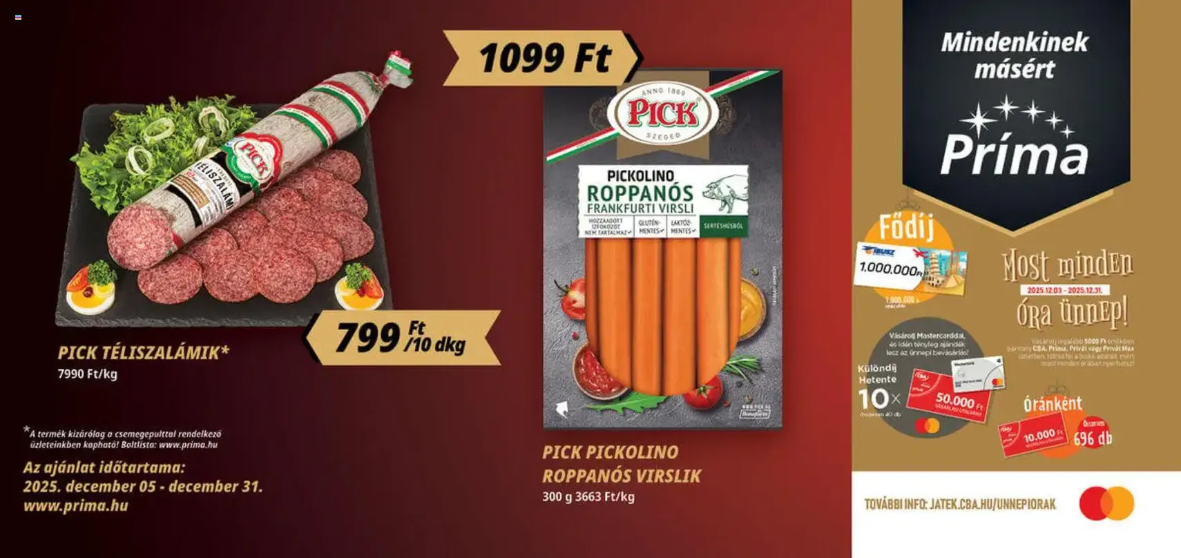 CBA Príma - Óriásplakátok - 2025.12.05. érvényes szórólap 1 oldal 5 oldalból