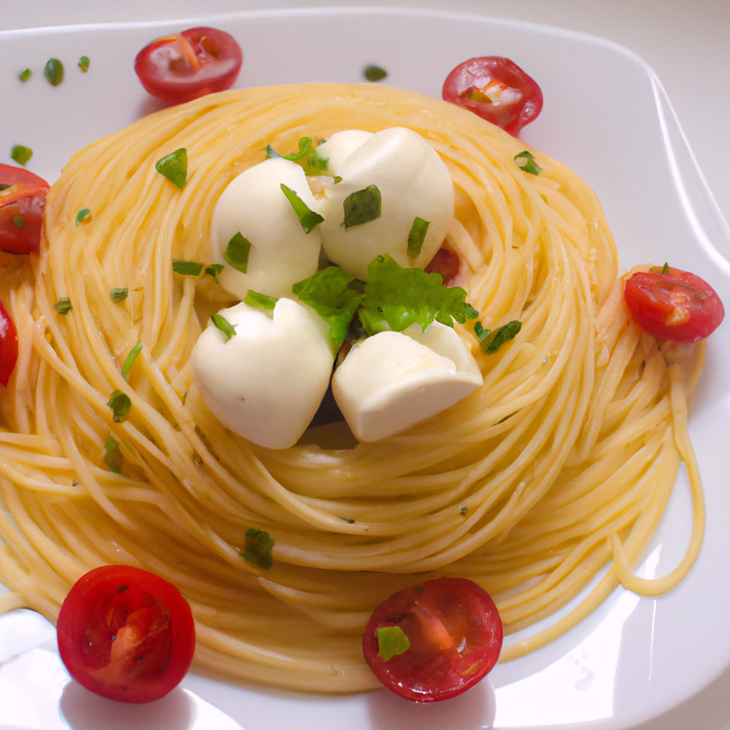 Tészta paradicsommal és mozzarellával