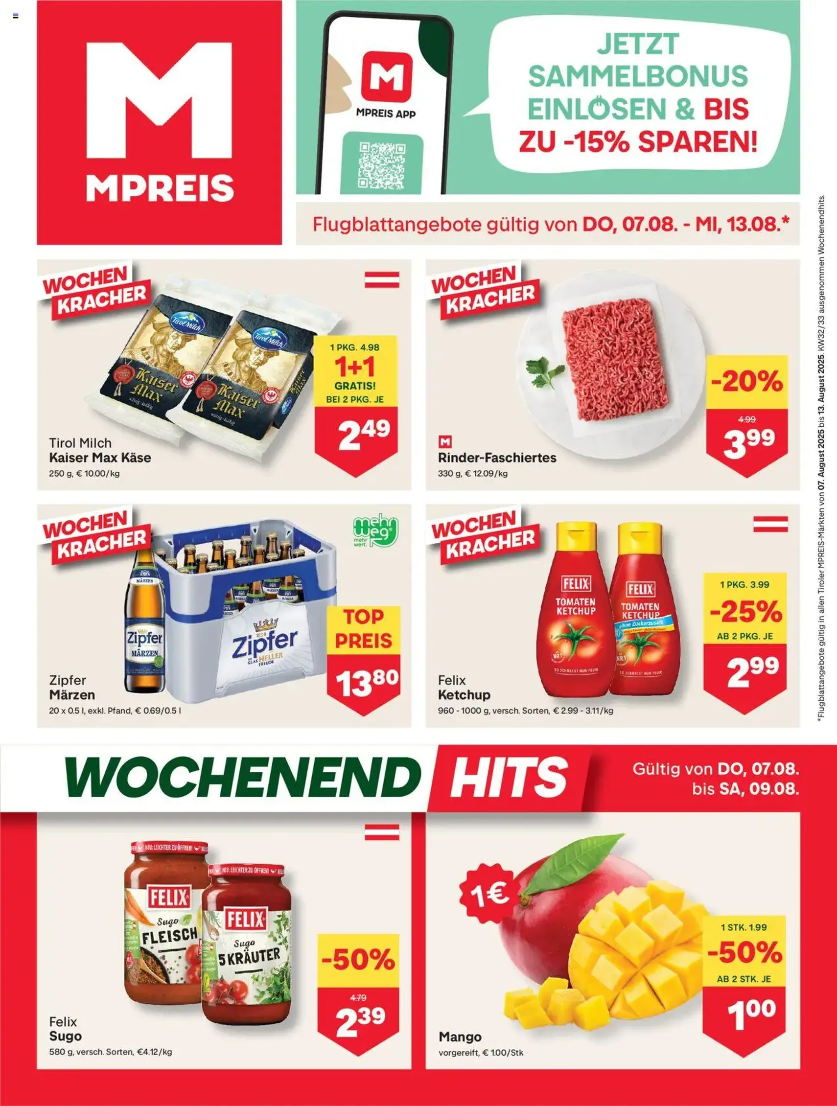 MPREIS Flugblatt - Gültiger Prospekt ab 07.08.2025, Seite 1 von insgesamt 12