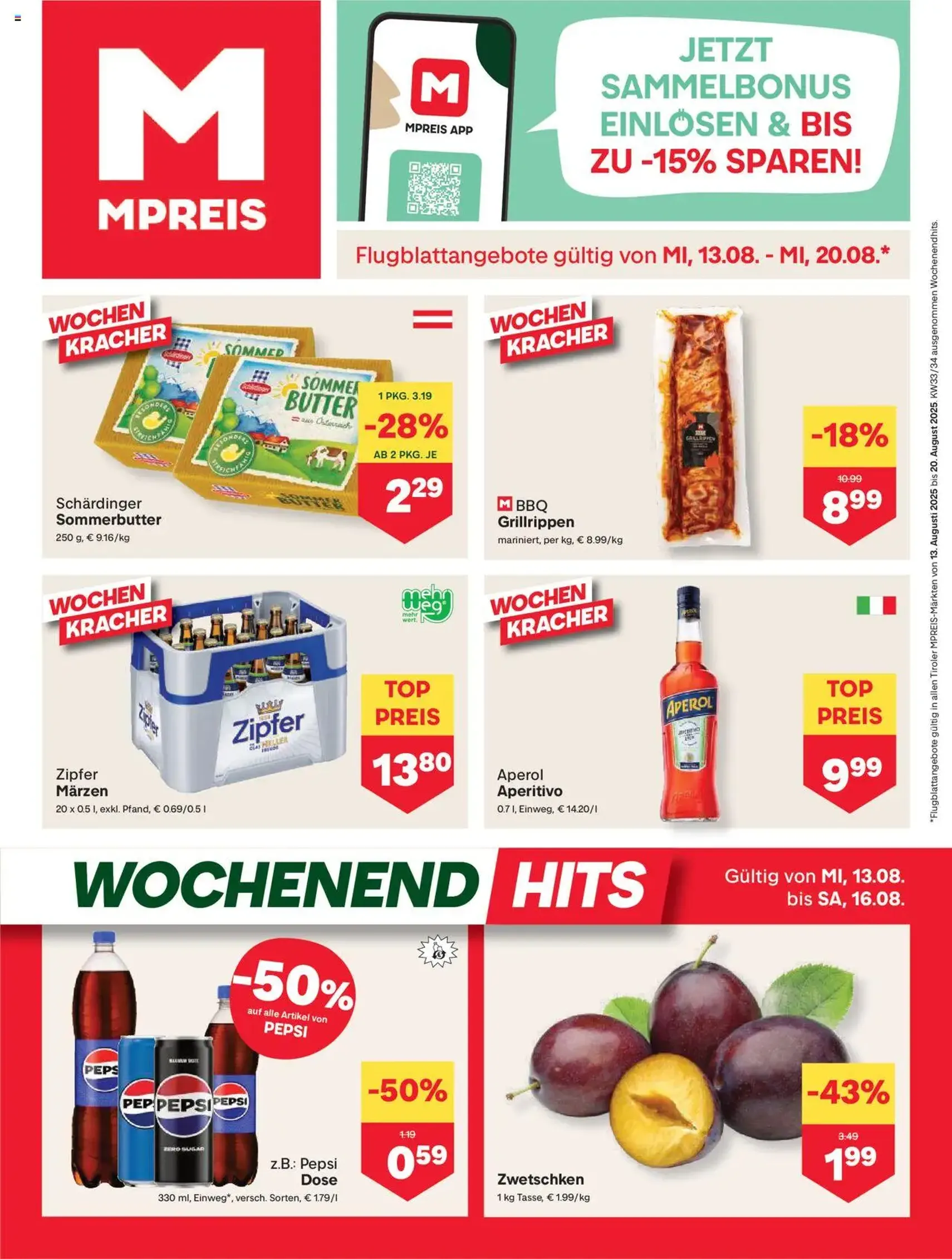 MPREIS Flugblatt - Gültiger Prospekt ab 14.08.2025, Seite 1 von insgesamt 12