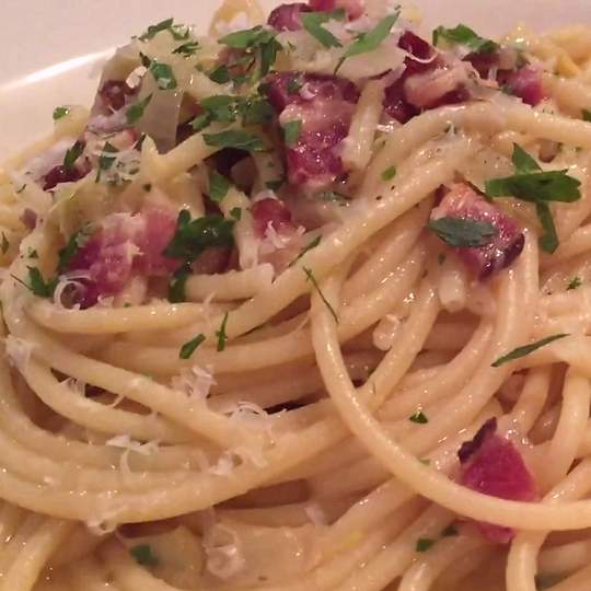 Anteprima ricetta Pasta con carciofi e pancetta