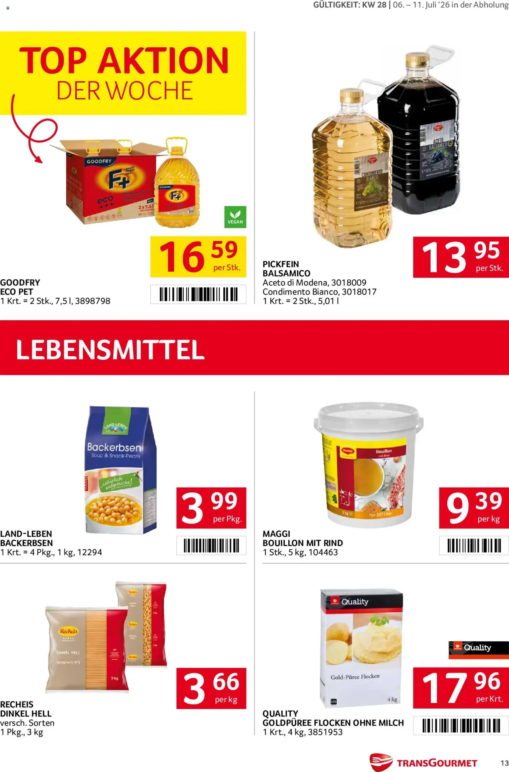 Transgourmet Flugblatt - Gültiger Prospekt ab 06.07.2026, Seite 13 von insgesamt 28