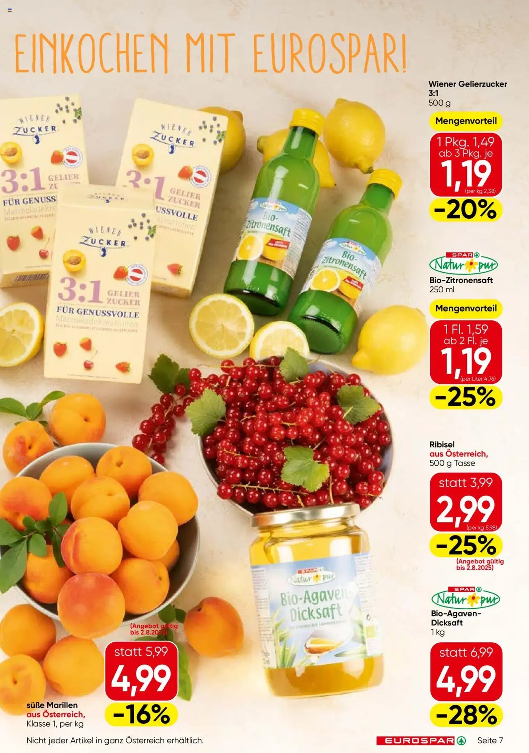 Eurospar Flugblatt - Gültiger Prospekt ab 31.07.2025, Seite 7 von insgesamt 16 Eurospar Flugblatt - Gültiger Prospekt ab 31.07.2025, Seite 7 von insgesamt 16
