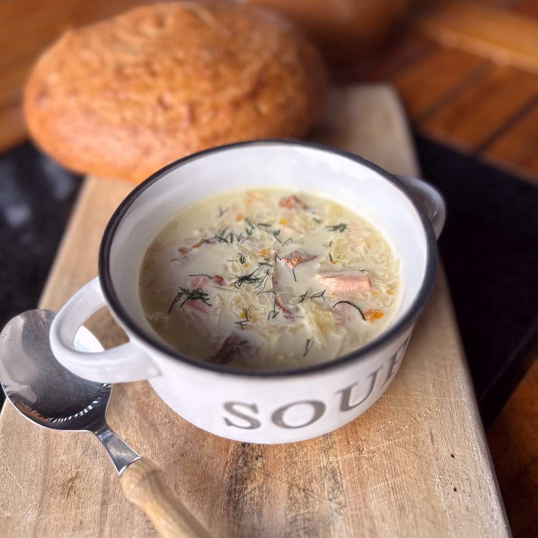 Zelňačka z uzeným masem a hříbky