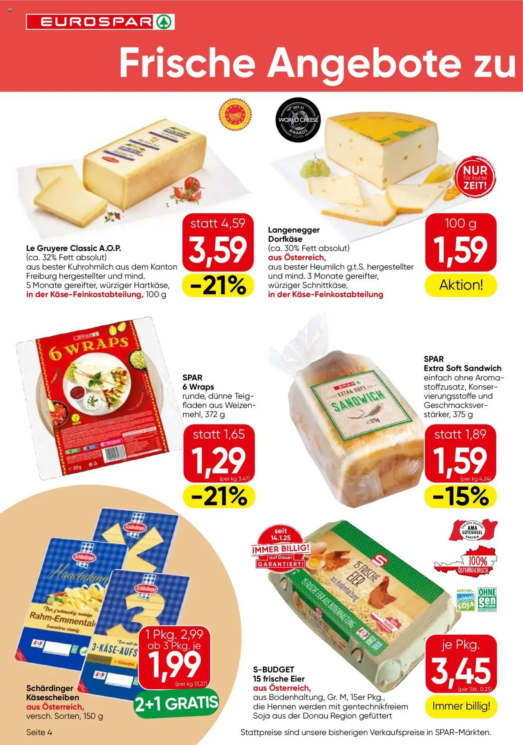 Eurospar Flugblatt - Gültiger Prospekt ab 17.07.2025, Seite 4 von insgesamt 16 Eurospar Flugblatt - Gültiger Prospekt ab 17.07.2025, Seite 4 von insgesamt 16