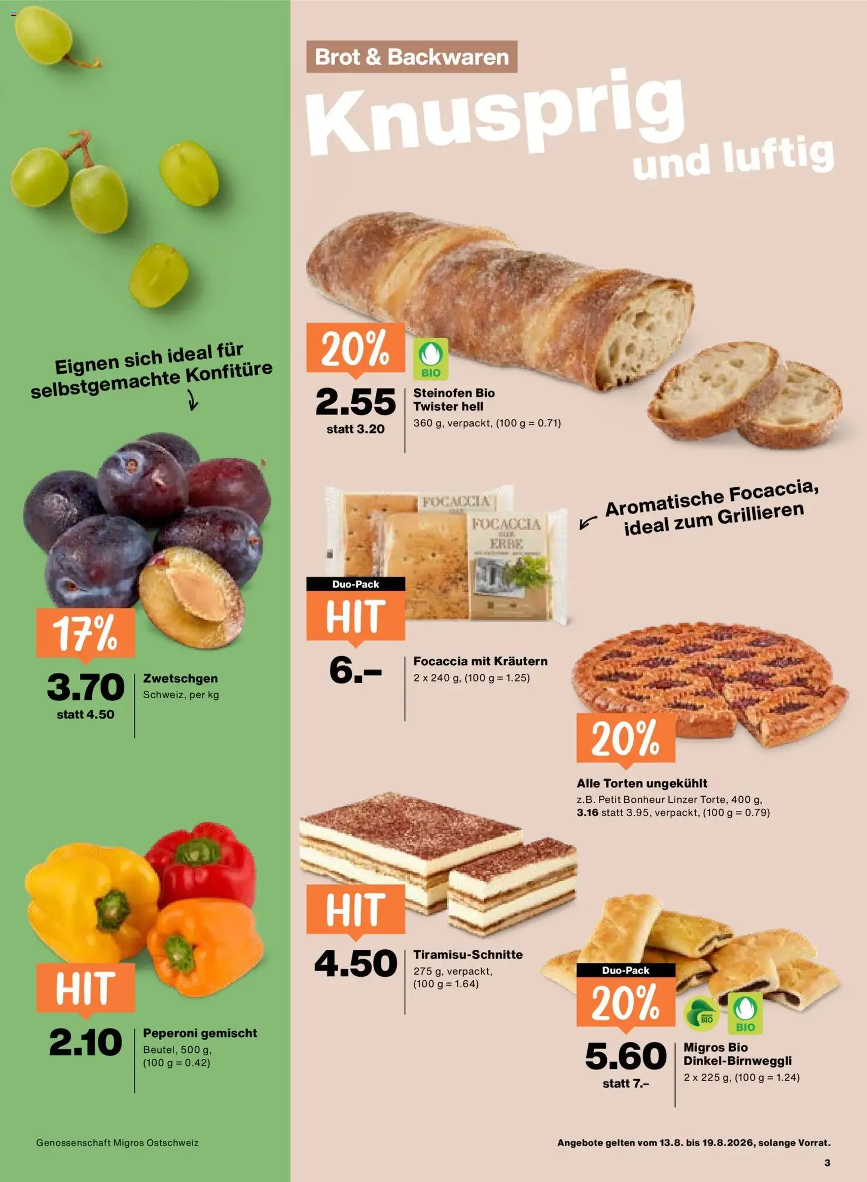 Migros aktionen - Gültiger Prospekt ab 13.08.2026, Seite 3 von insgesamt 20