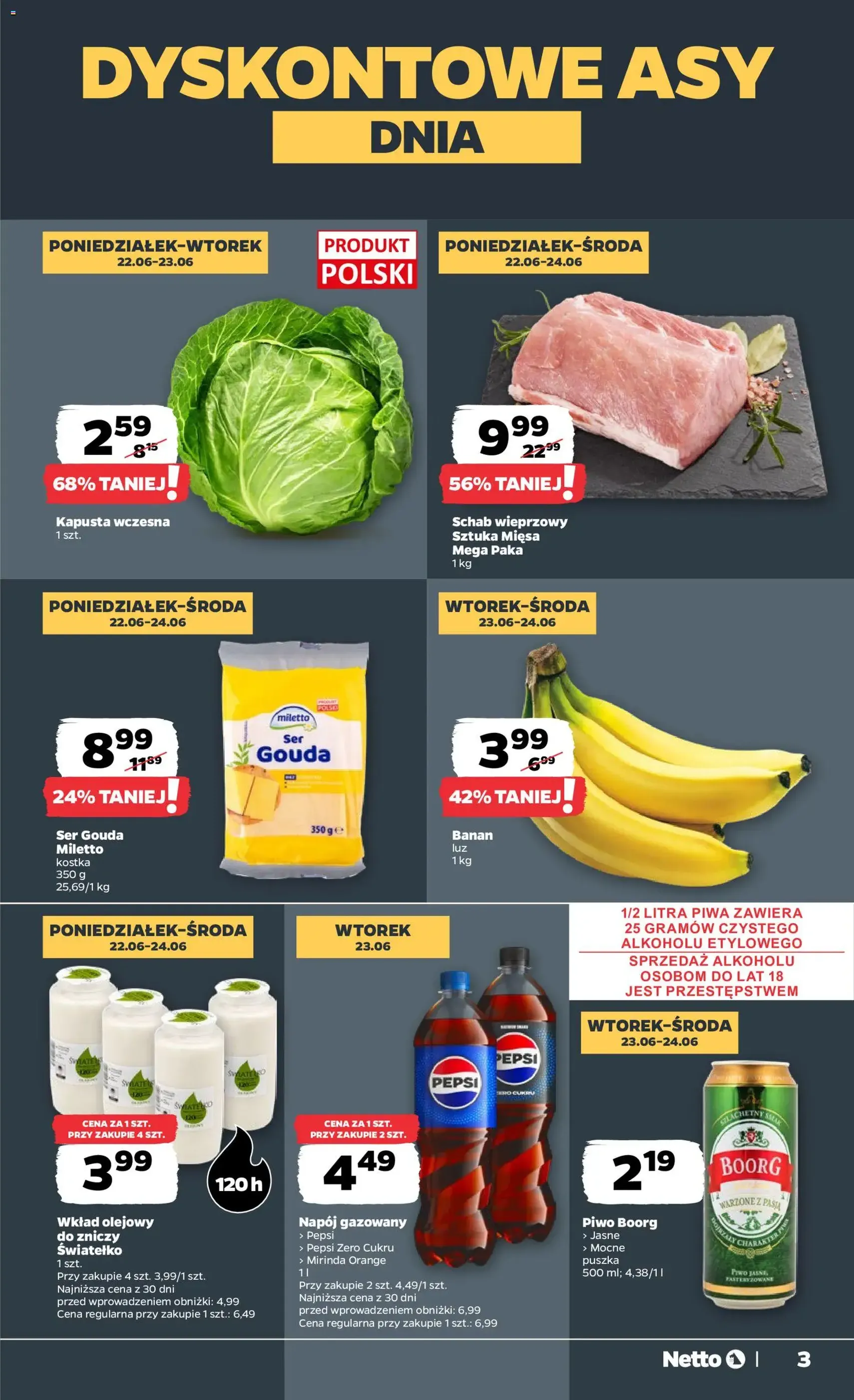 Netto gazetka od poniedziałku spożywcza - ważny gazetka od 22.06.2026 strona 3 z 35