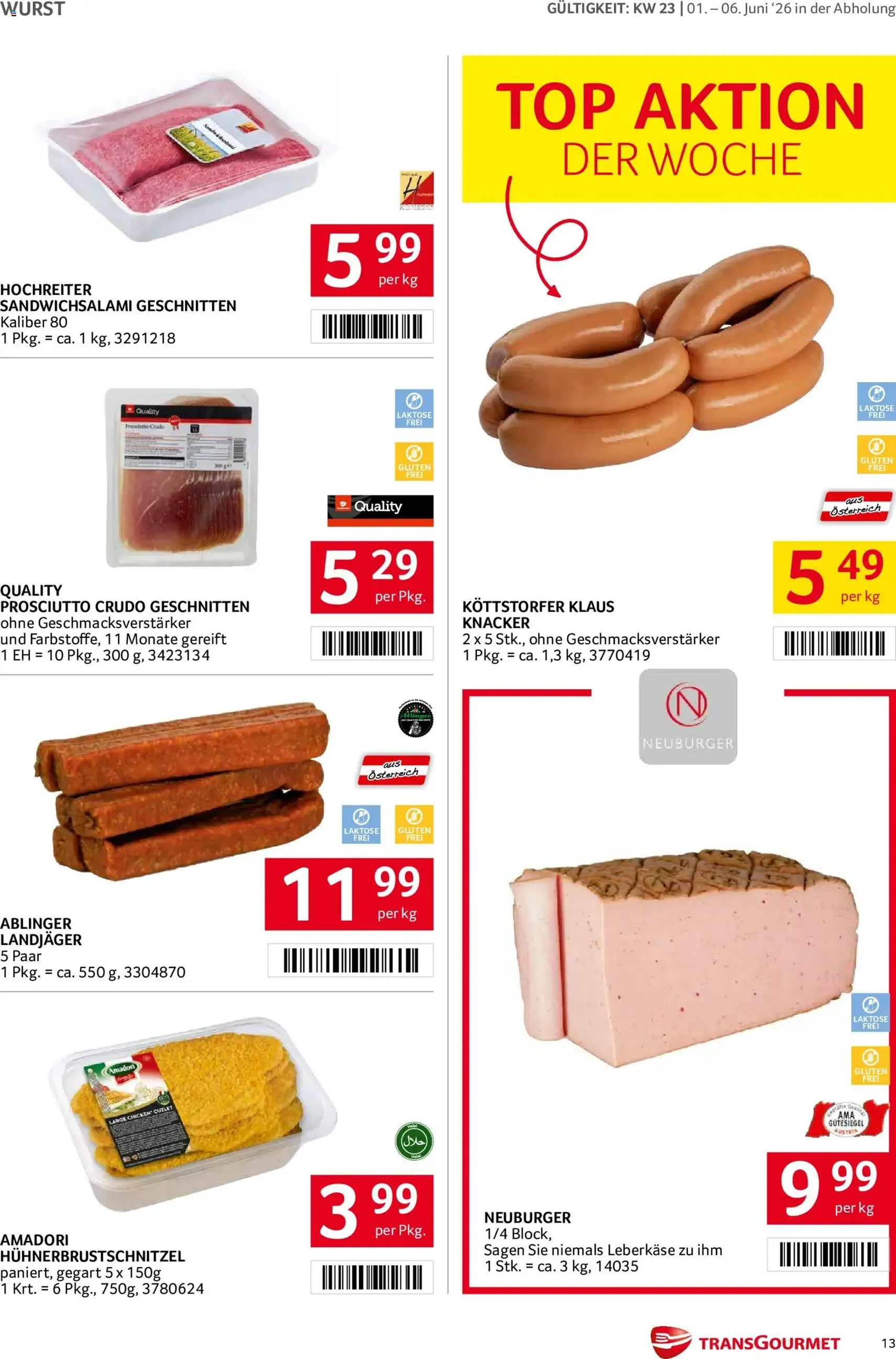 Transgourmet Flugblatt - Gültiger Prospekt ab 01.06.2026, Seite 13 von insgesamt 36