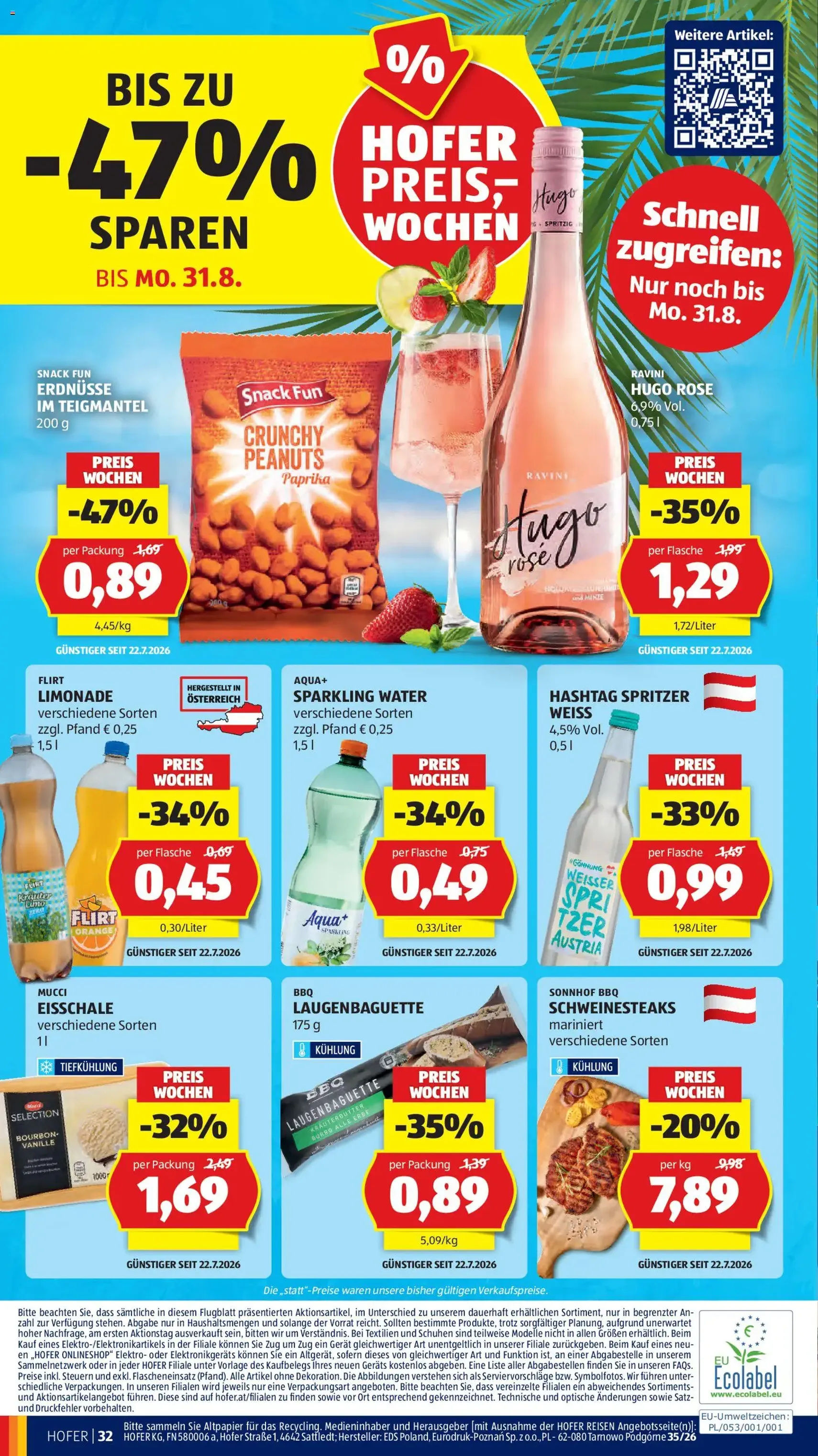 Hofer Flugblatt - Gültiger Prospekt ab 21.08.2026, Seite 46 von insgesamt 46