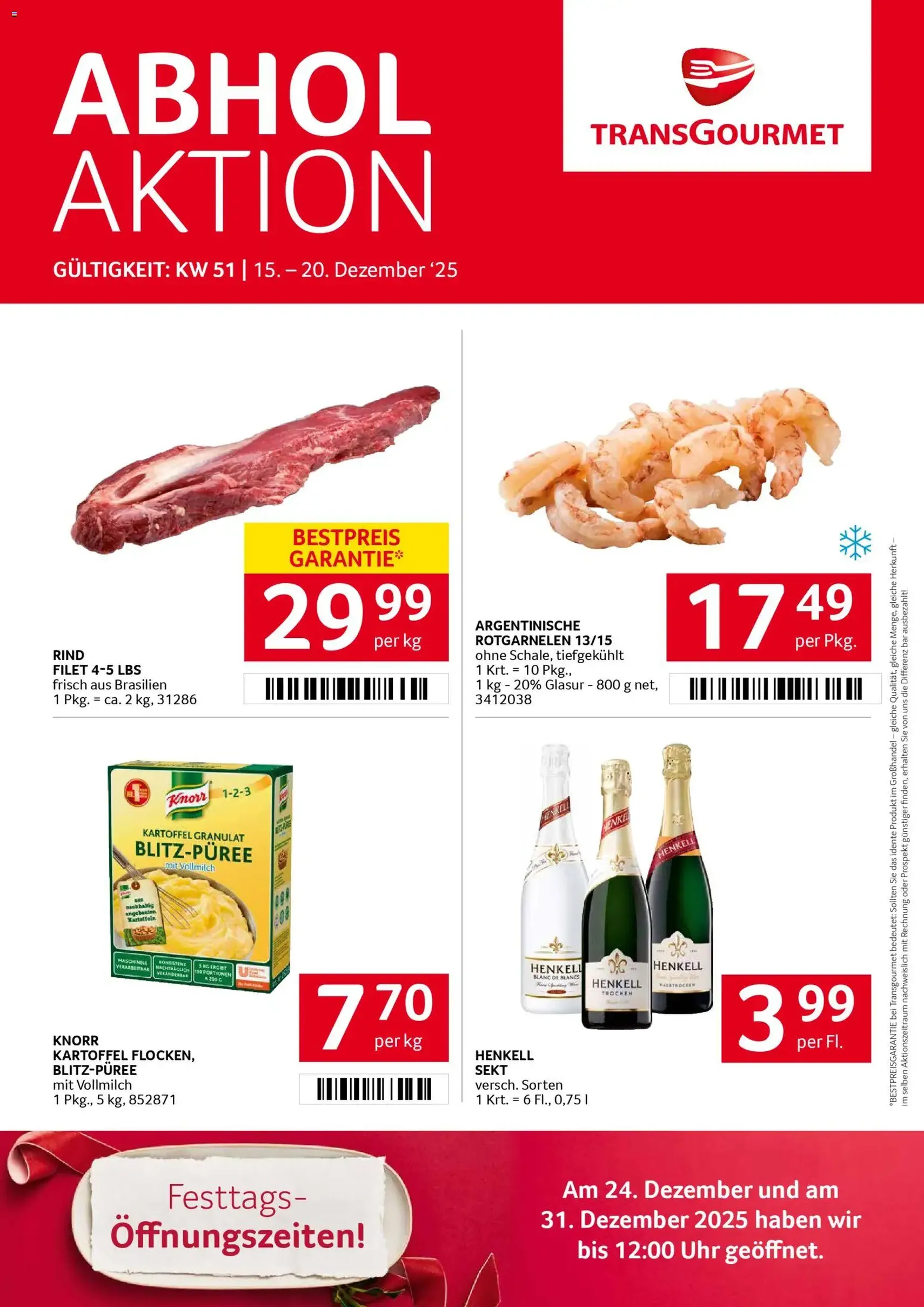 Transgourmet Flugblatt - Gültiger Prospekt ab 15.12.2025, Seite 1 von insgesamt 39