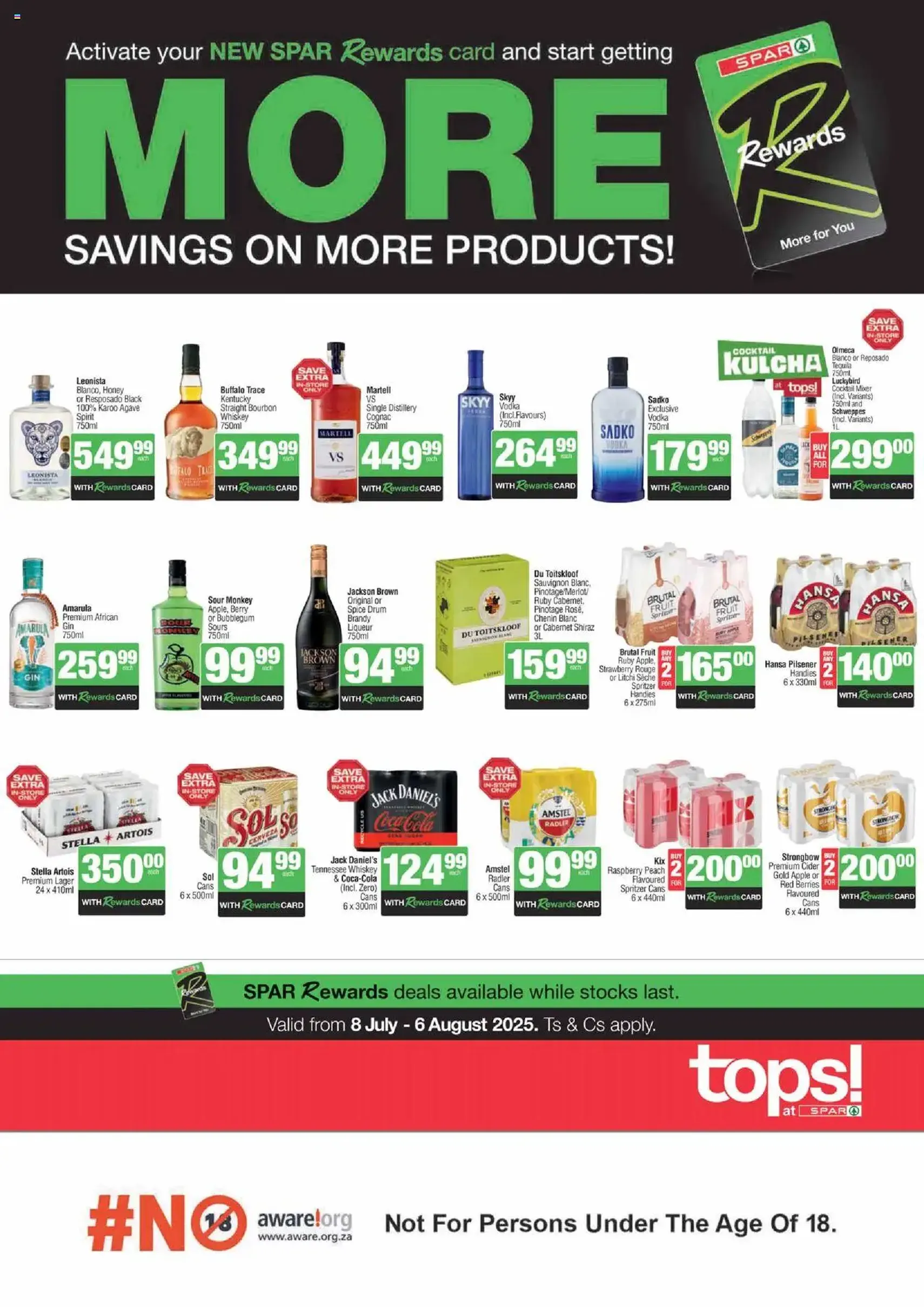 Tops at Spar Specials - valid flyer from 08/07/2025, page 1 of 1