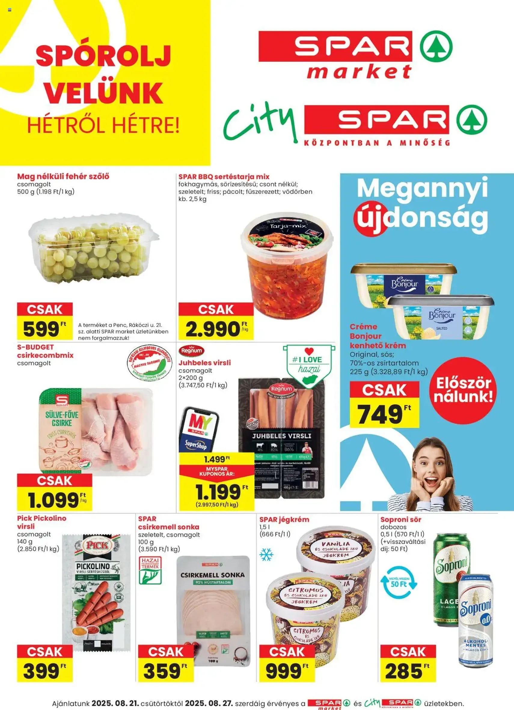 Spar Market Akciós újság - 2025.08.21. érvényes szórólap 1 oldal 3 oldalból
