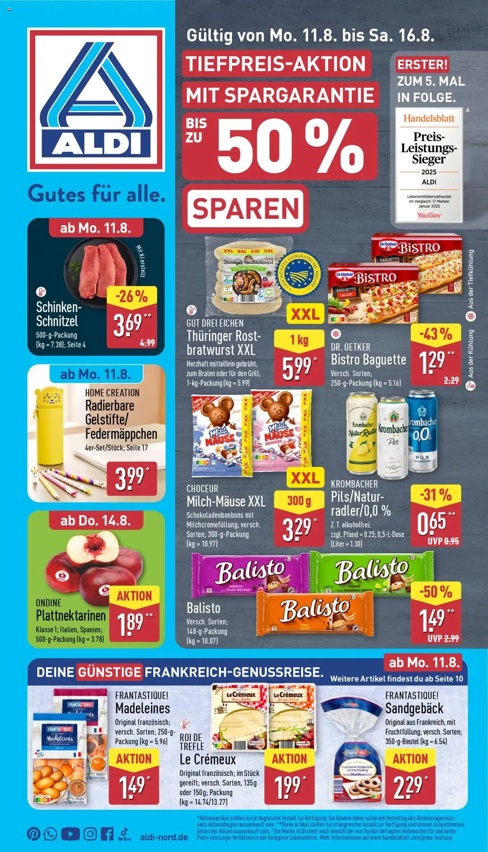 Aldi Prospekt - Gültiger Prospekt ab 11.08.2025, Seite 1 von insgesamt 43 Aldi Prospekt - Gültiger Prospekt ab 11.08.2025, Seite 1 von insgesamt 43