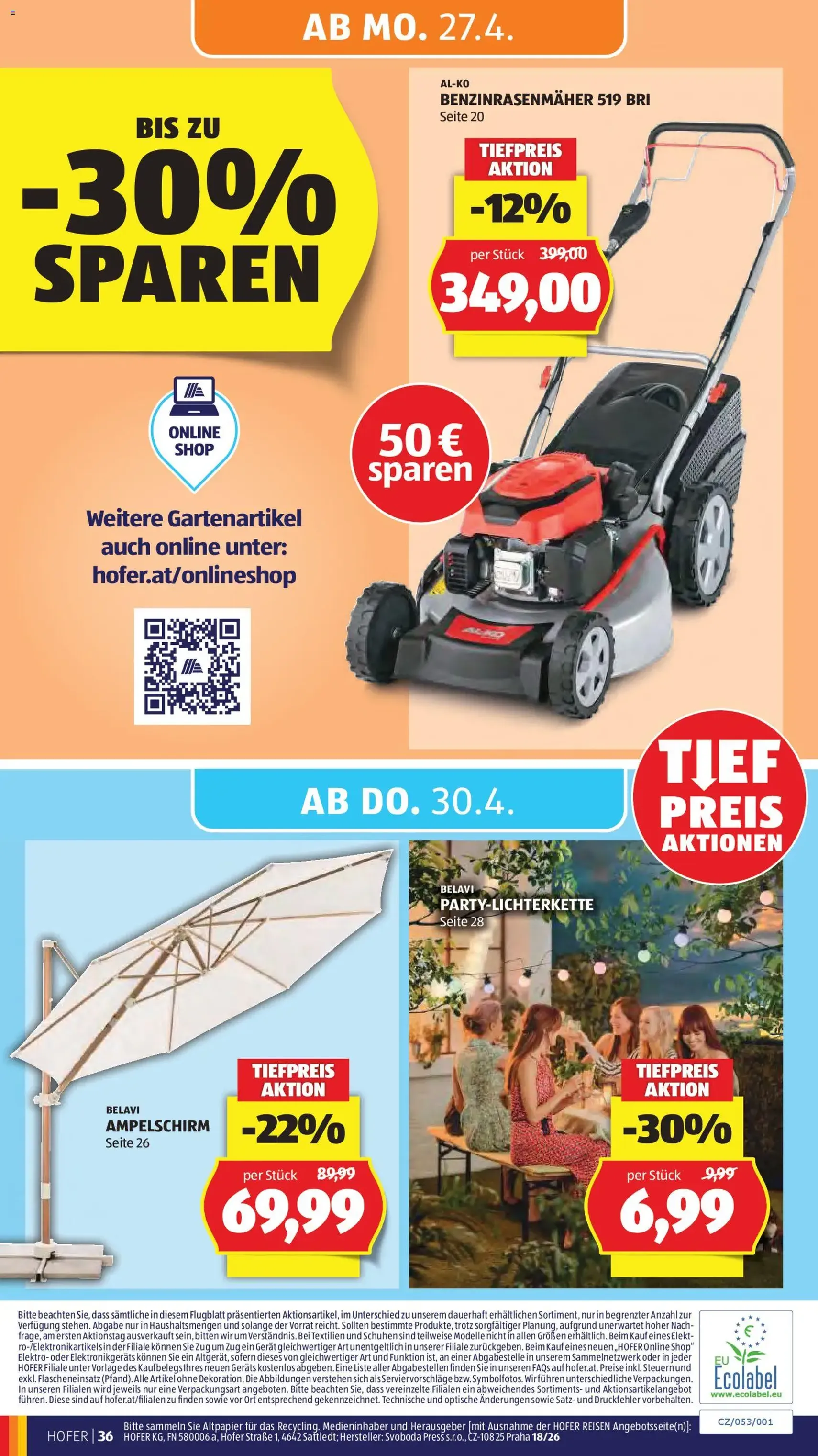 Hofer Flugblatt - Gültiger Prospekt ab 22.04.2026, Seite 40 von insgesamt 41