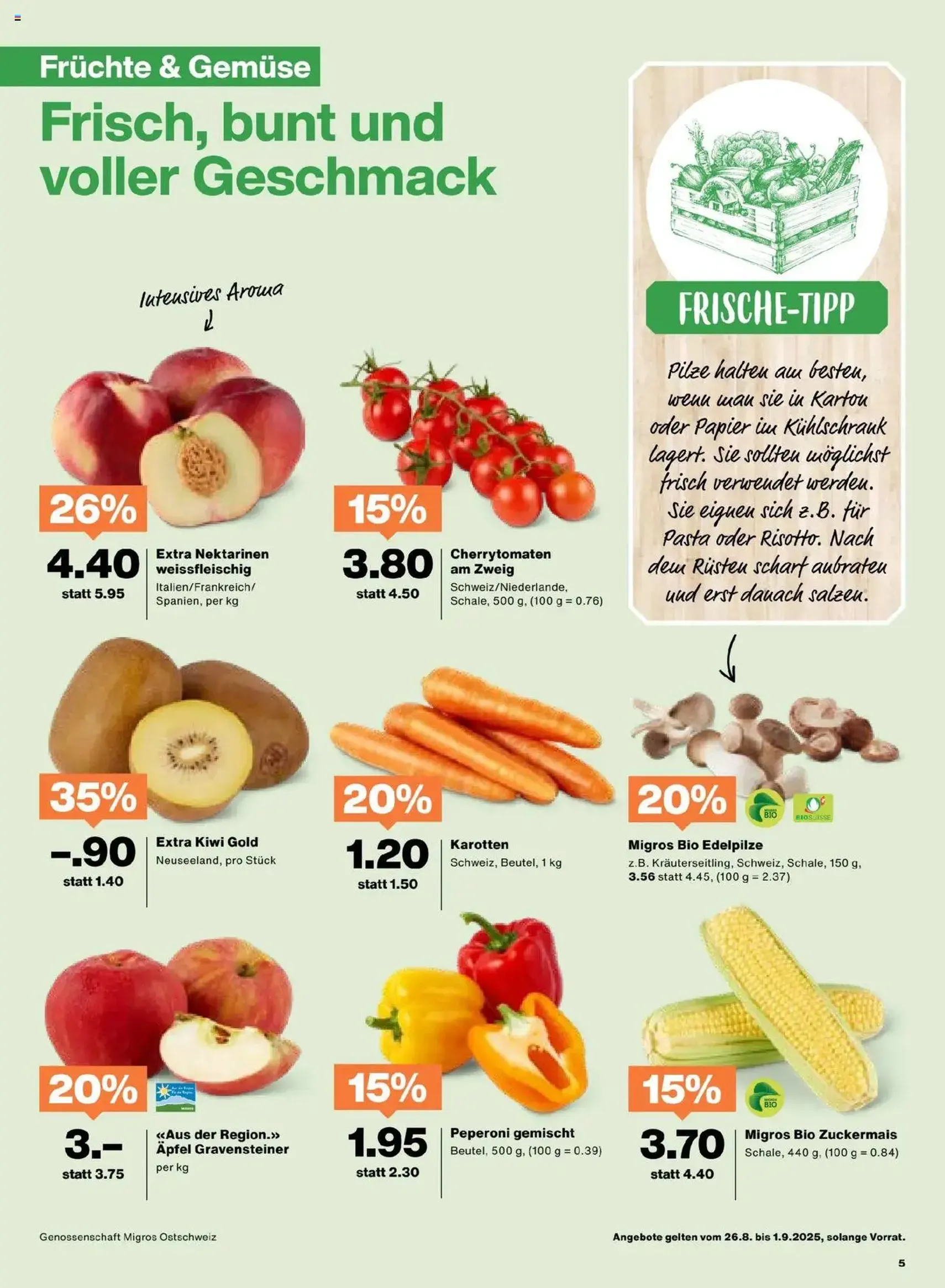 Migros Aktionen - Gültiger Prospekt ab 26.08.2025, Seite 5 von insgesamt 20 Migros Aktionen - Gültiger Prospekt ab 26.08.2025, Seite 5 von insgesamt 20