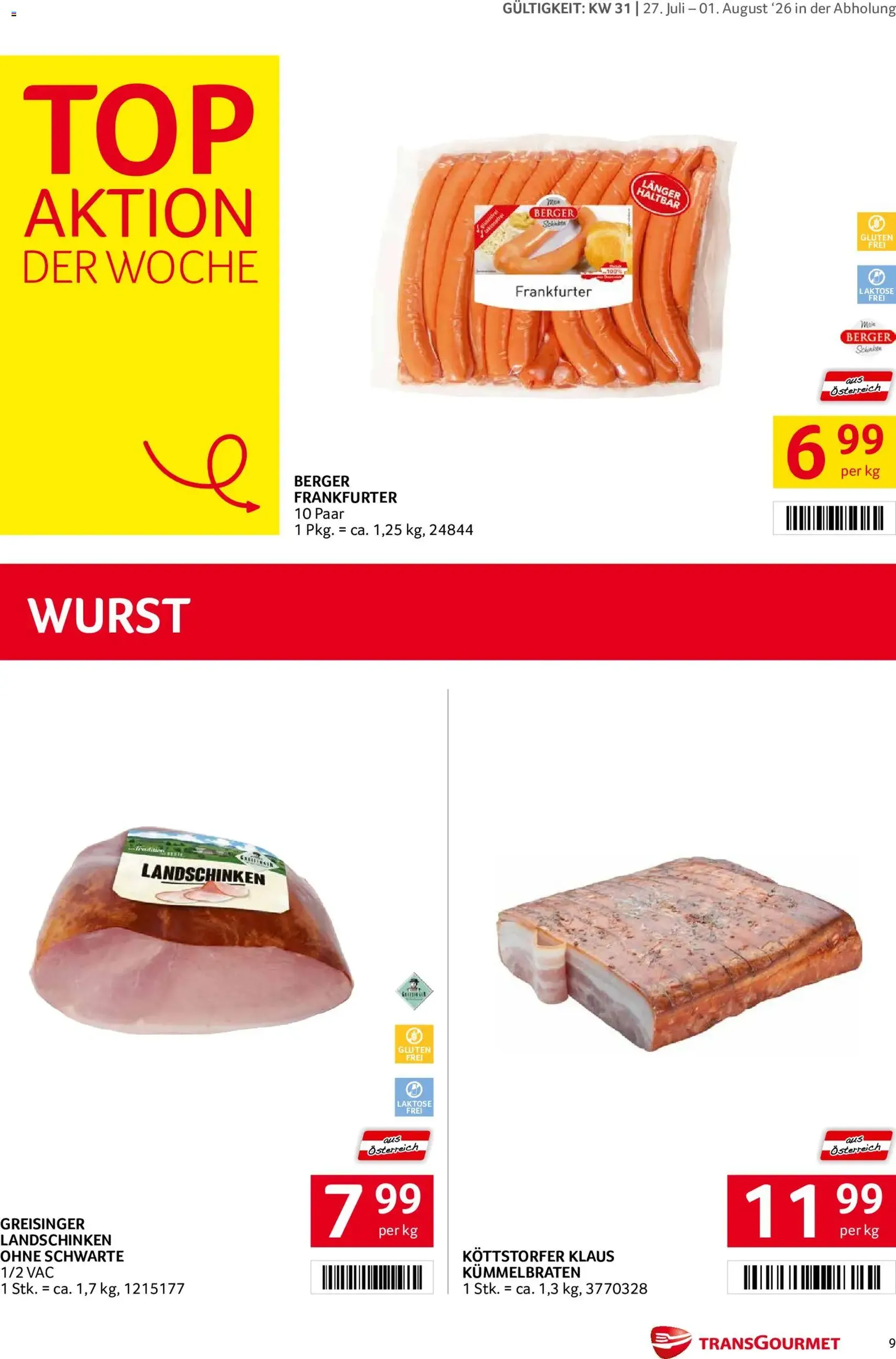 Transgourmet Flugblatt - Gültiger Prospekt ab 27.07.2026, Seite 9 von insgesamt 32