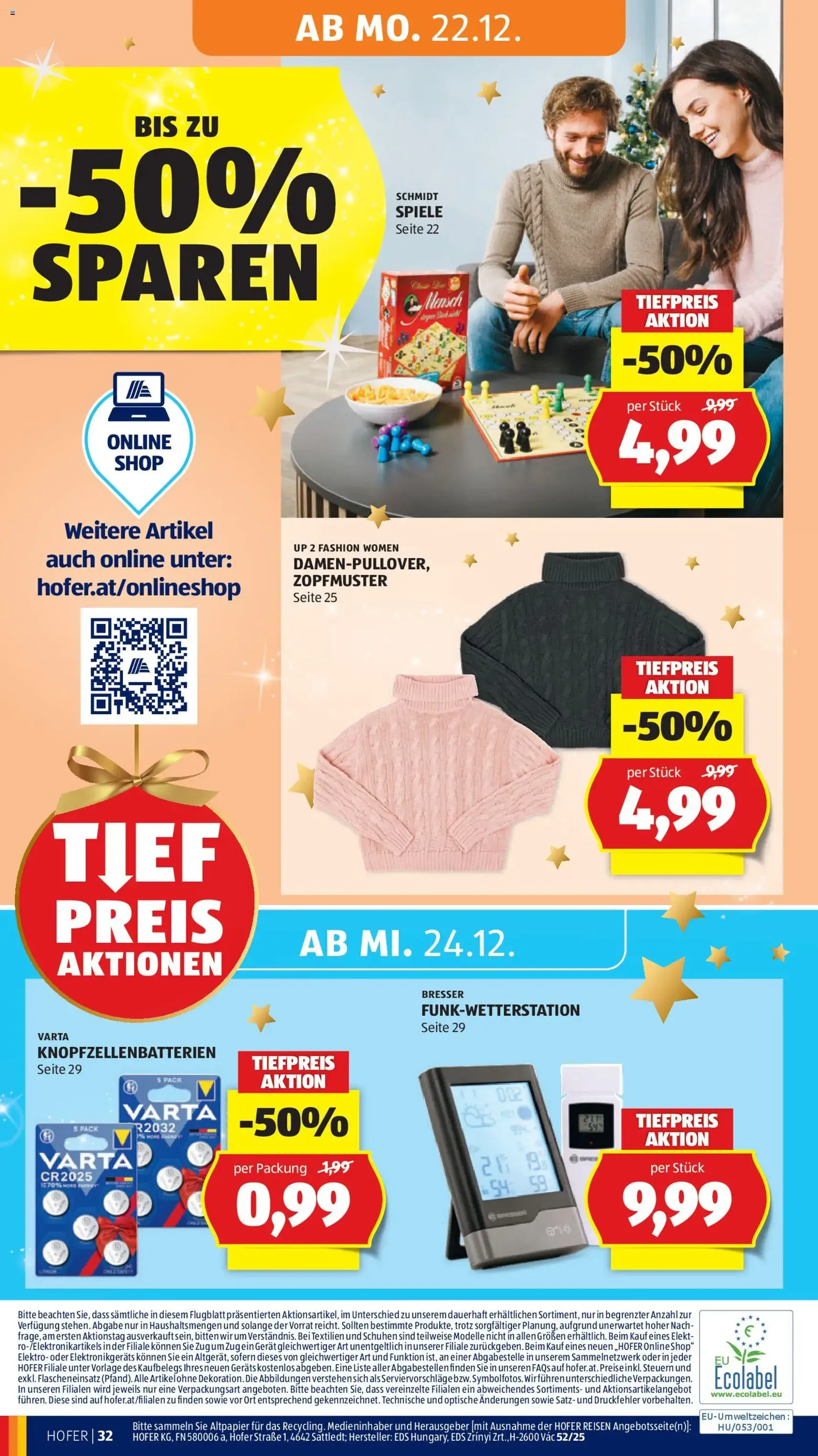 Hofer Flugblatt - Gültiger Prospekt ab 19.12.2025, Seite 40 von insgesamt 41