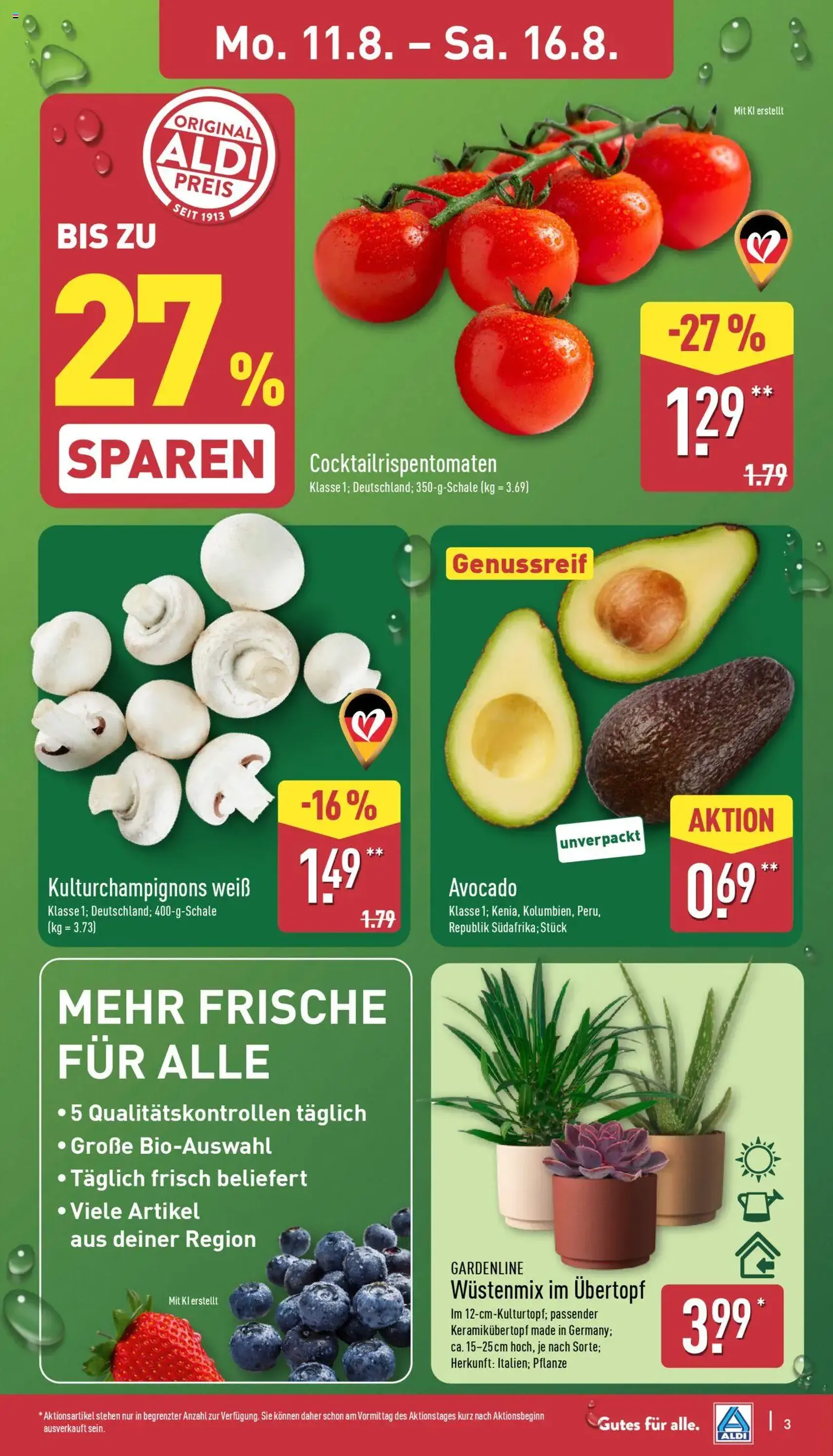 Aldi Prospekt - Gültiger Prospekt ab 11.08.2025, Seite 3 von insgesamt 43 Aldi Prospekt - Gültiger Prospekt ab 11.08.2025, Seite 3 von insgesamt 43