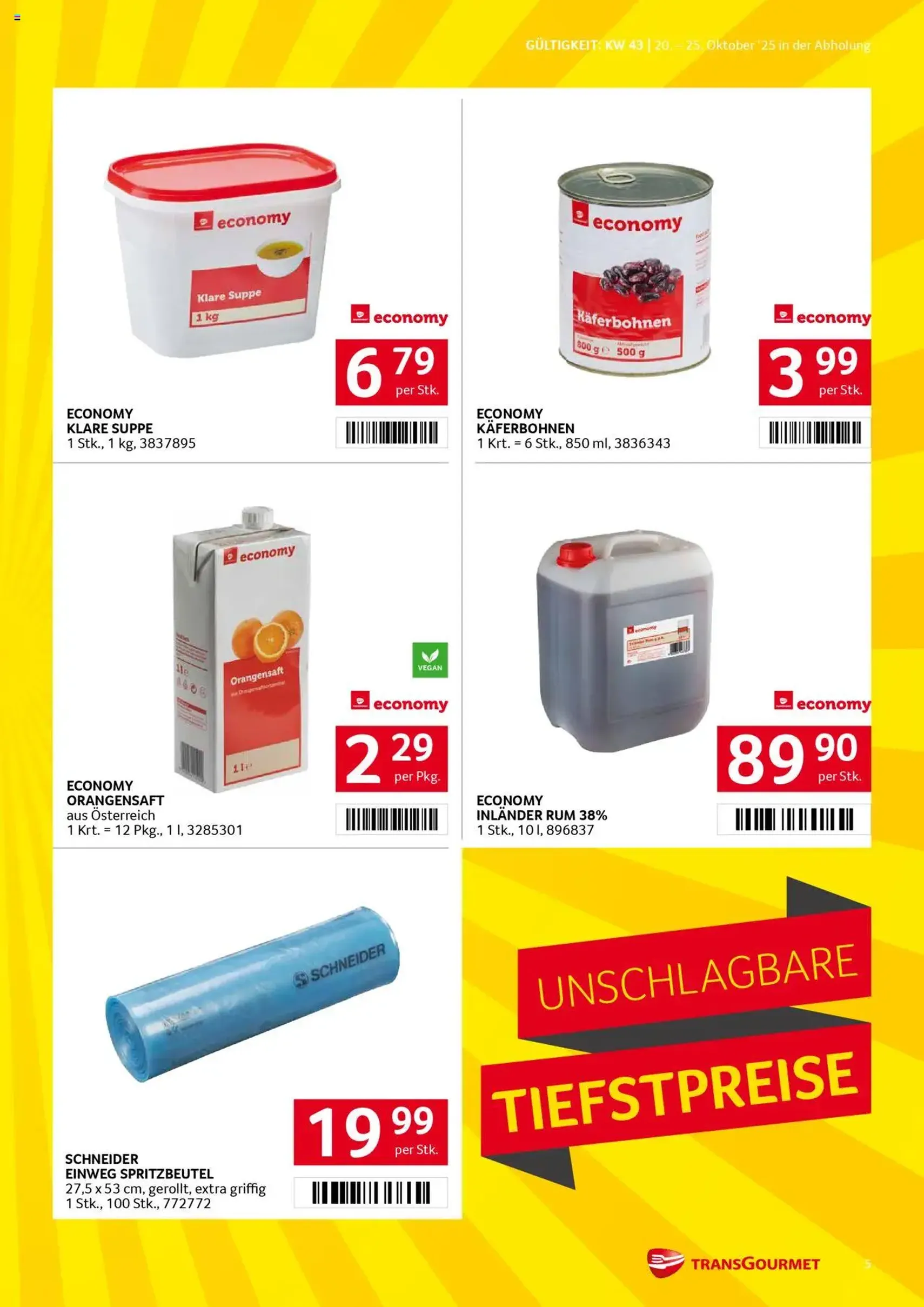 Transgourmet Flugblatt - Gültiger Prospekt ab 20.10.2025, Seite 5 von insgesamt 28 Transgourmet Flugblatt - Gültiger Prospekt ab 20.10.2025, Seite 5 von insgesamt 28