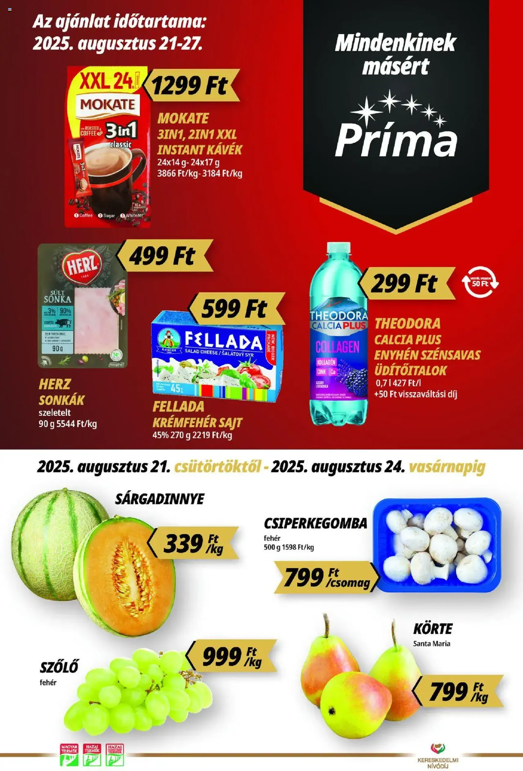 CBA Príma Akciós újság - 2025.08.21. érvényes szórólap 1 oldal 12 oldalból