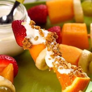 Recipe preview Easy fruit kebabs recipe with homemade yoghurt