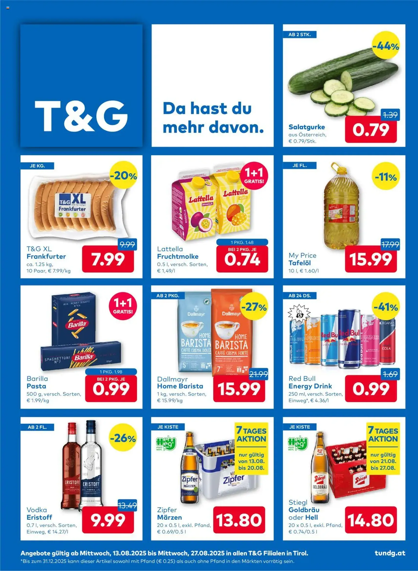 T&G Flugblatt - Gültiger Prospekt ab 13.08.2025, Seite 1 von insgesamt 8