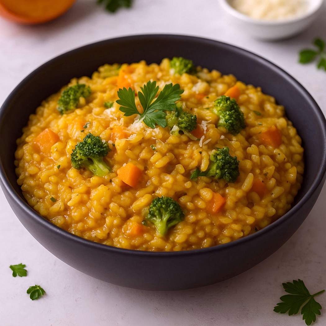 Krémové tekvicové rizoto so zeleninou