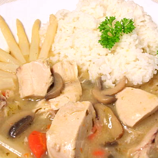 Recipe preview Delicious chicken fricassee with rice