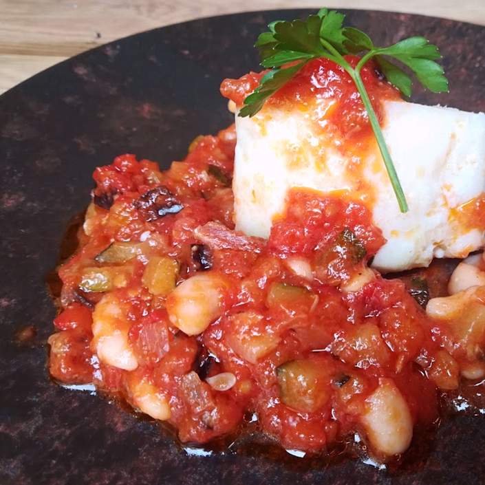 Receta de bacalao con sanfaina al horno