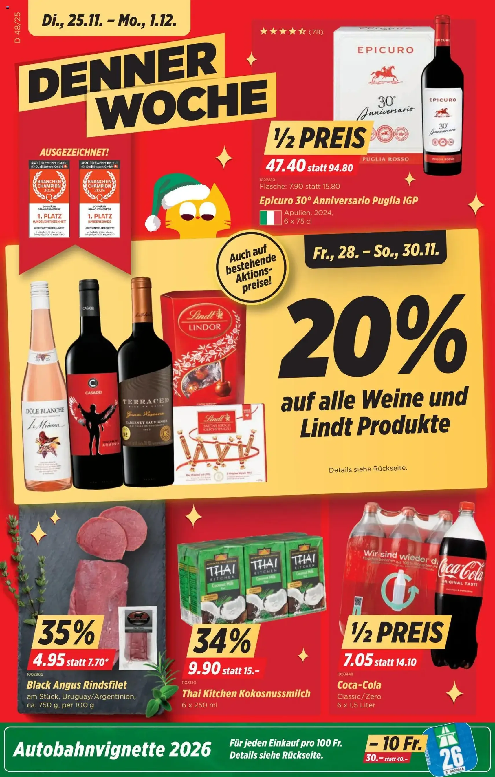Denner Aktionen - Gültiger Prospekt ab 25.11.2025, Seite 1 von insgesamt 24