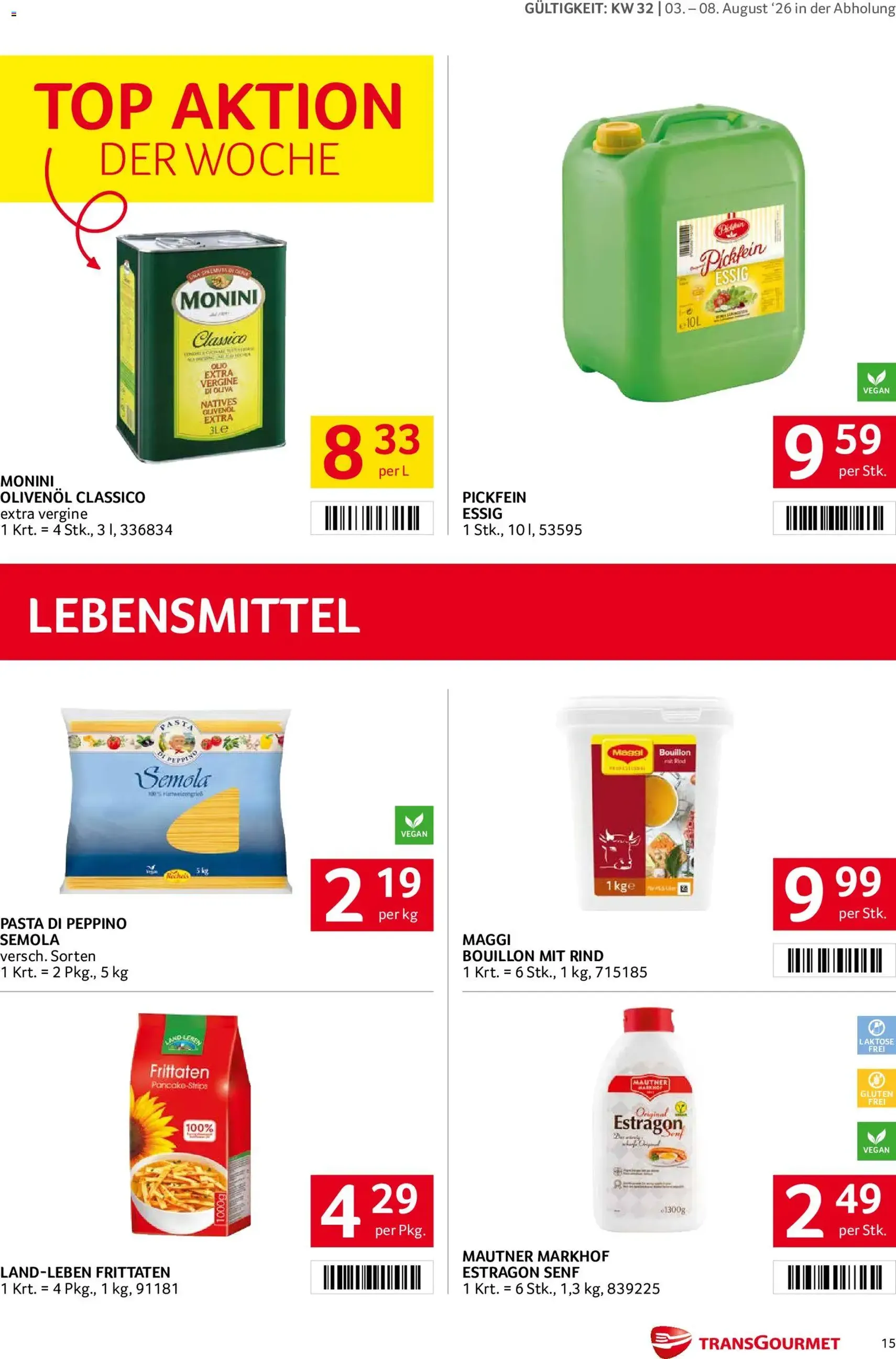 Transgourmet Flugblatt - Gültiger Prospekt ab 03.08.2026, Seite 15 von insgesamt 32