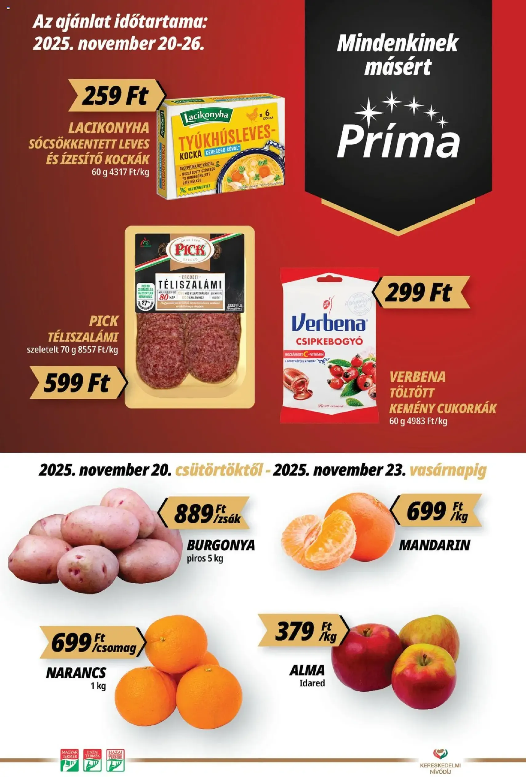 CBA Príma Akciós újság - 2025.11.20. érvényes szórólap 1 oldal 12 oldalból