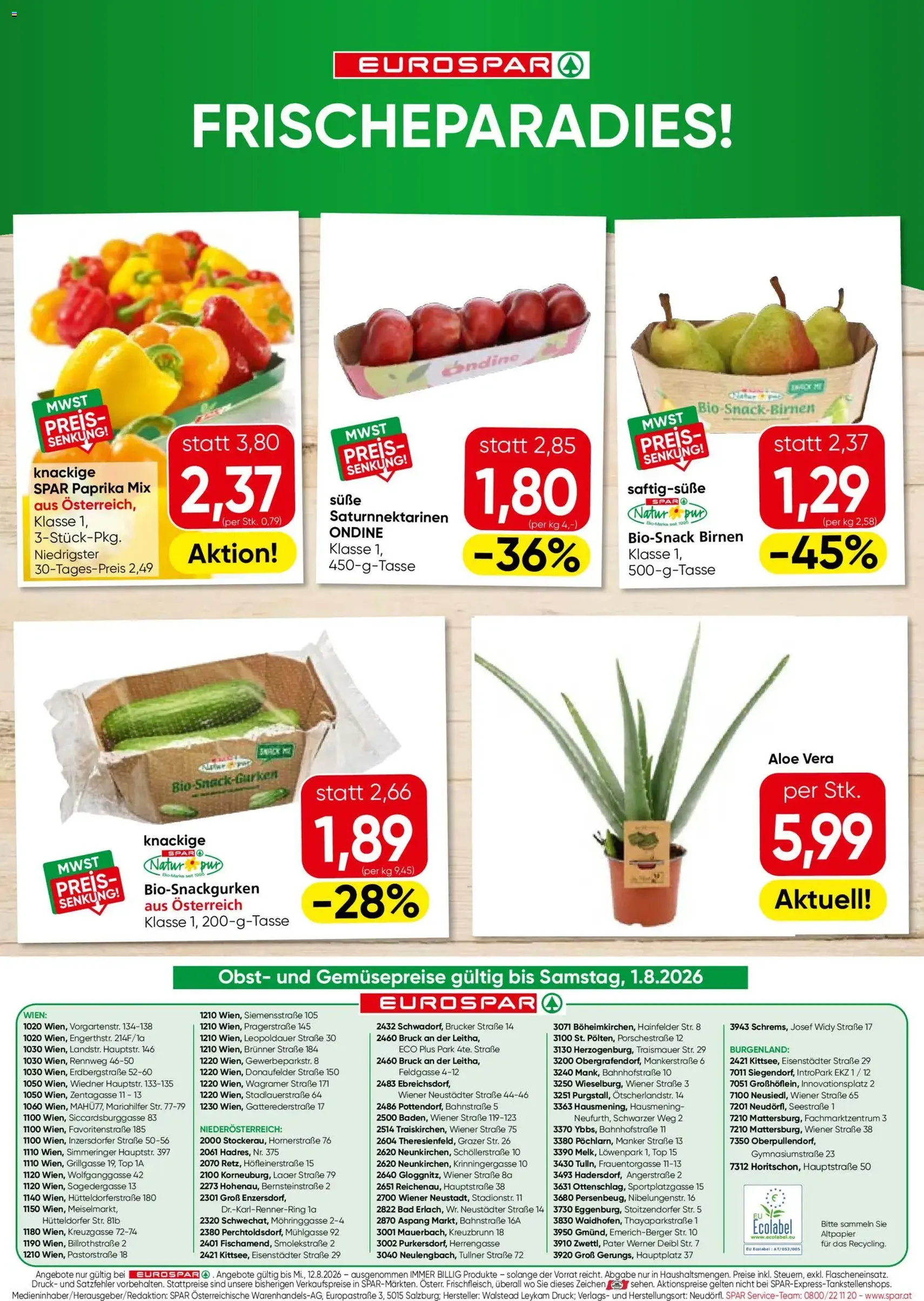 Eurospar Flugblatt - Gültiger Prospekt ab 30.07.2026, Seite 16 von insgesamt 16