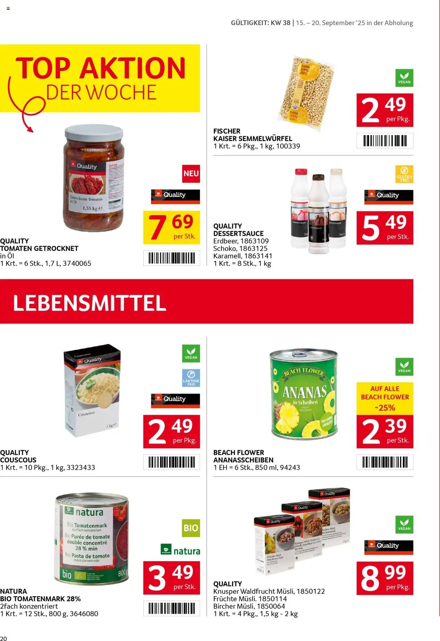 Transgourmet Flugblatt - Gültiger Prospekt ab 14.09.2025, Seite 20 von insgesamt 36 Transgourmet Flugblatt - Gültiger Prospekt ab 14.09.2025, Seite 20 von insgesamt 36